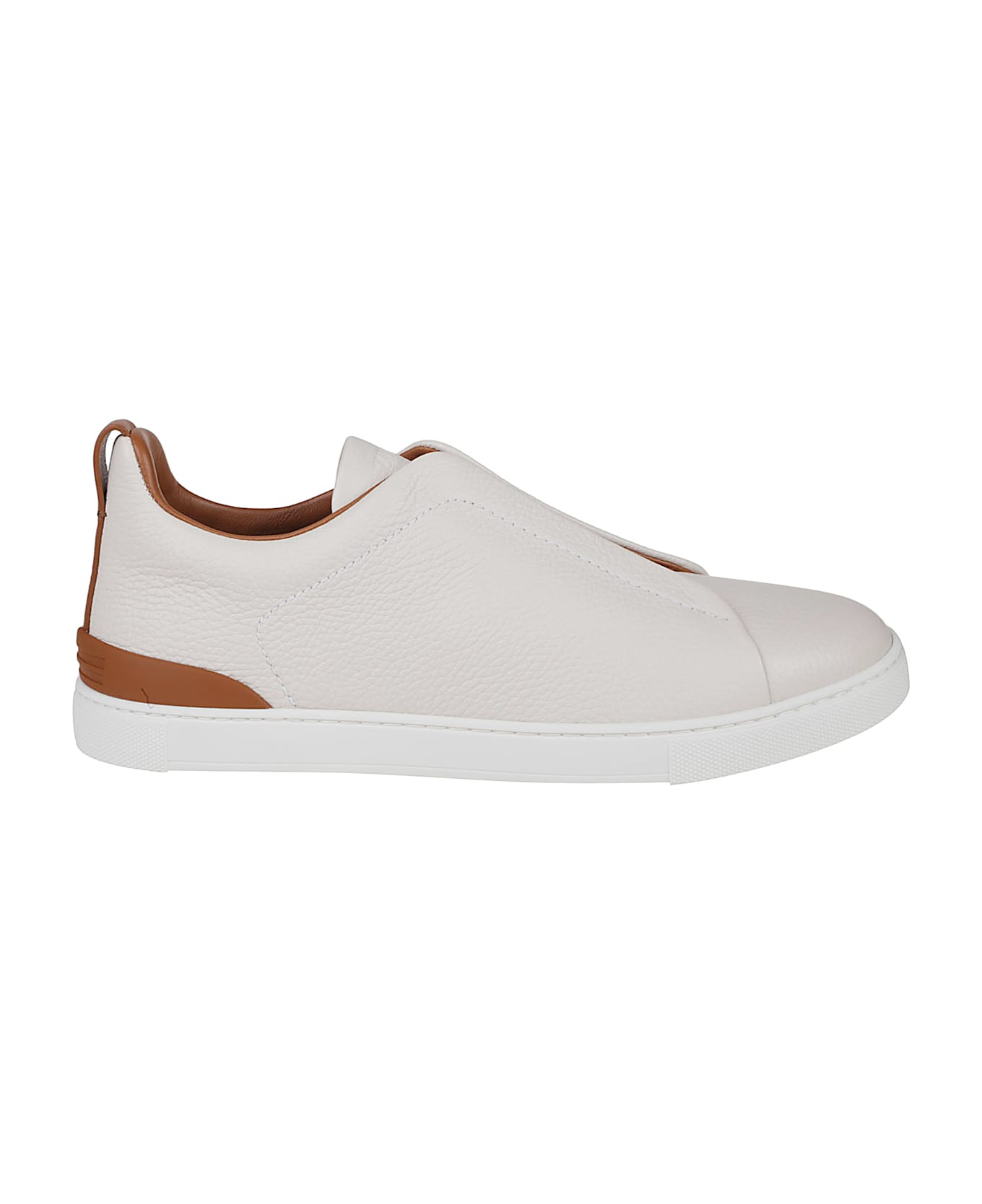Zegna Triple Stitch Low Top Sneakers - Spa Crema