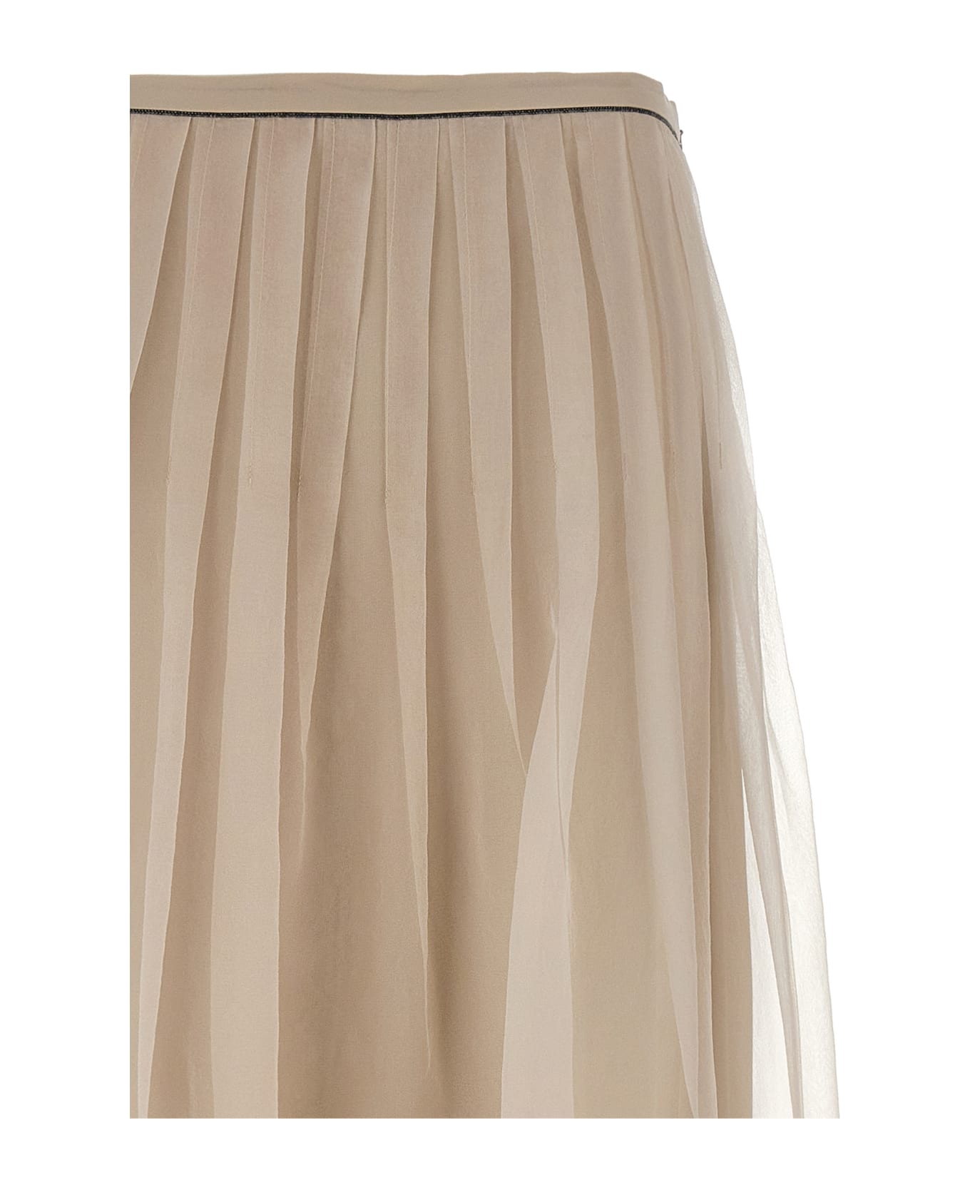 Brunello Cucinelli Silk Tulle Skirt - White
