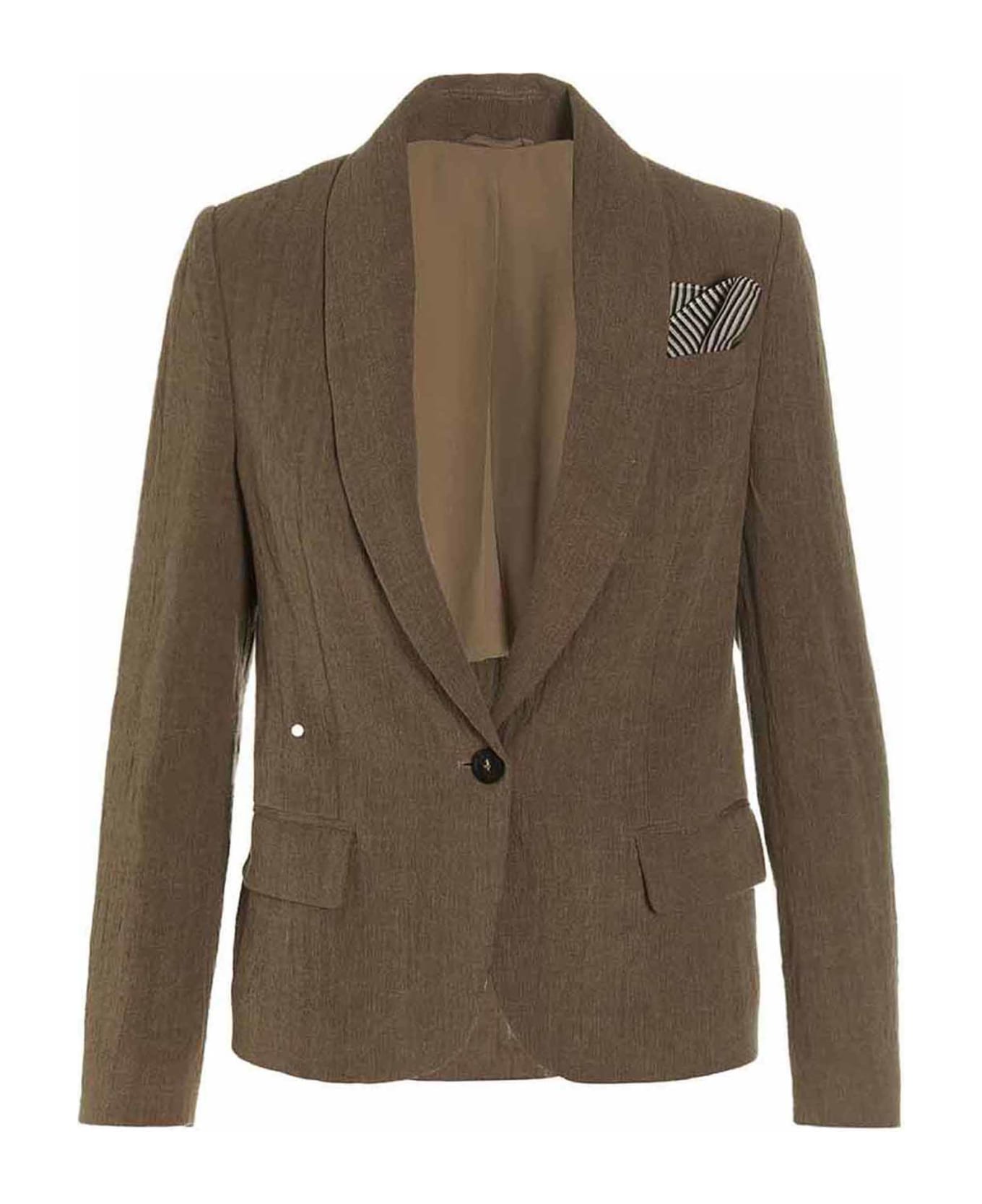 Brunello Cucinelli Linen Single Breast Blazer Jacket - Brown