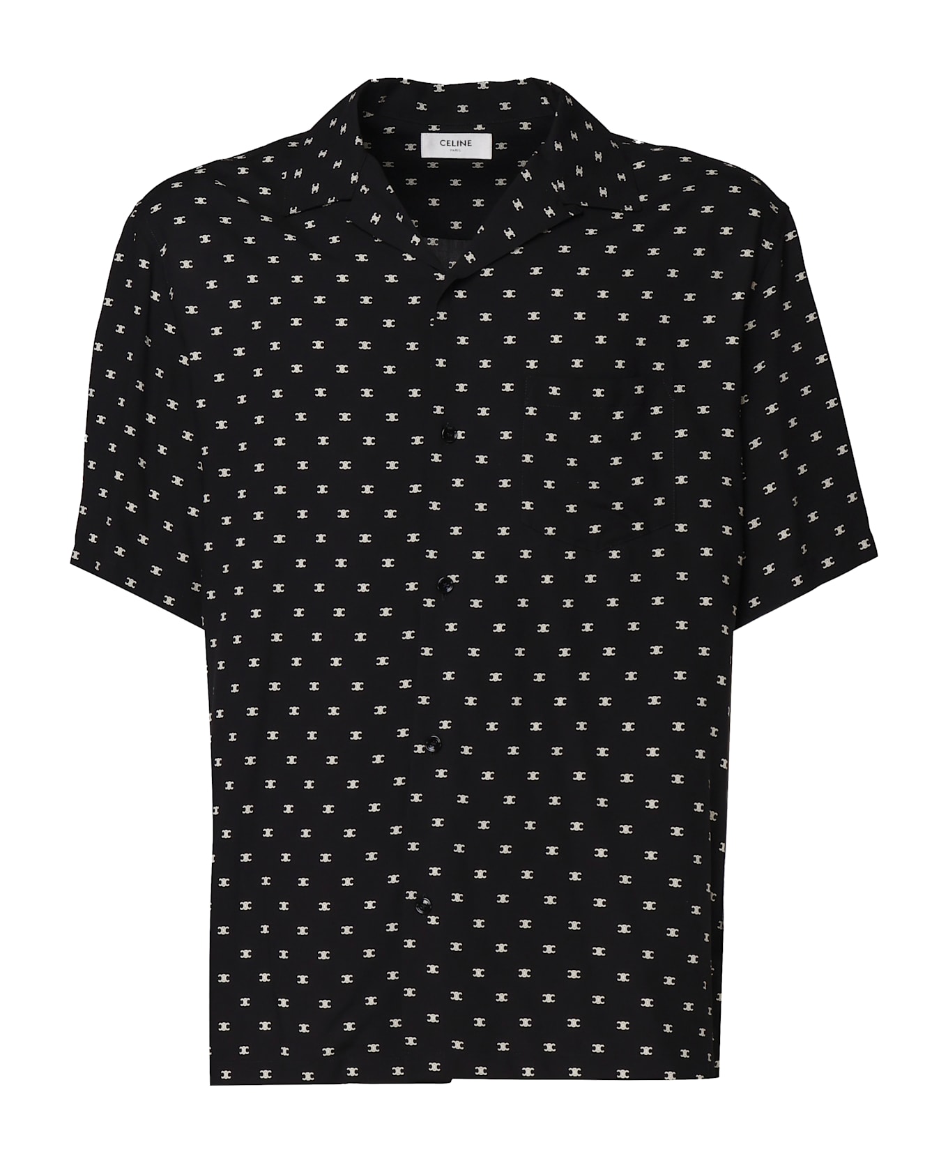 Celine Hawaiian Shirt With Viscose Print - NOIR / CREME