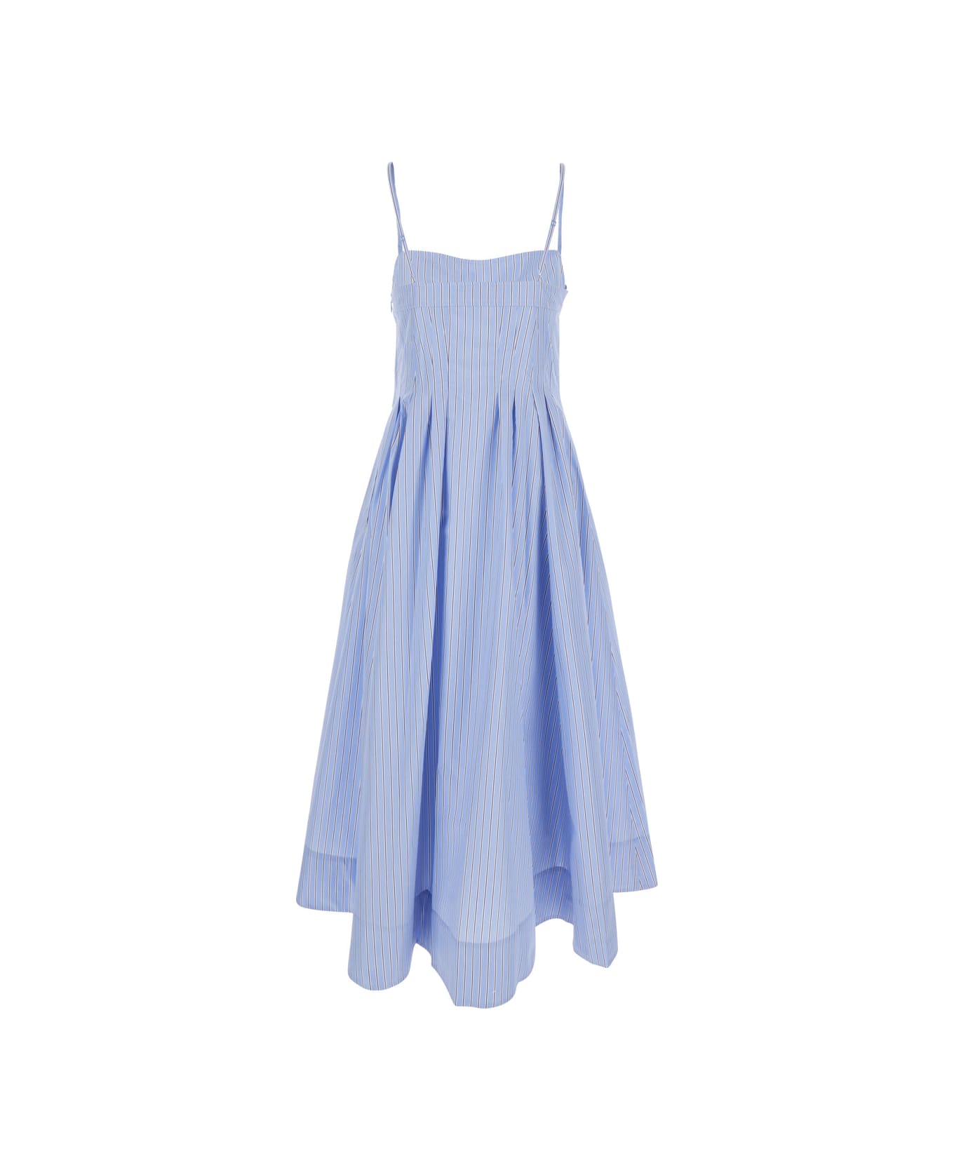 Simkhai 
kittyia
 Light Blue Long Dress With A-line Skirt Adn All-over Striped Motif In Cotton Blend Woman - Light blue