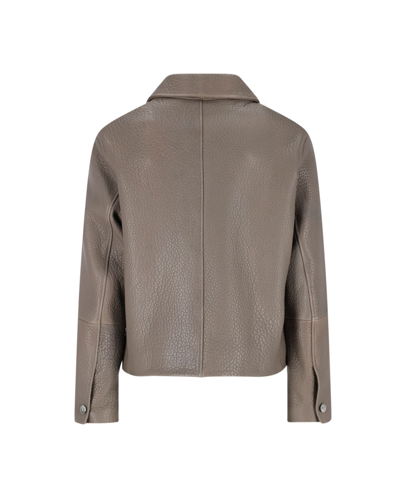 Ami Alexandre Mattiussi Leather Jacket - Taupe