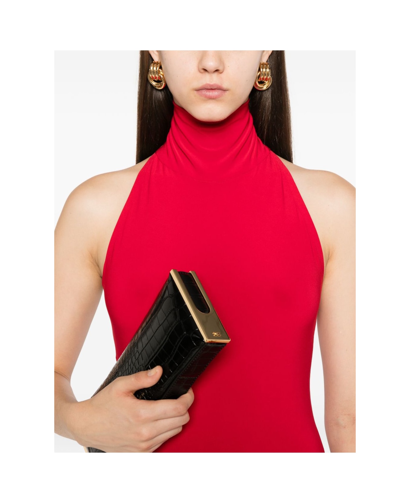 Norma Kamali Red Halterneck Midi Dress - Red