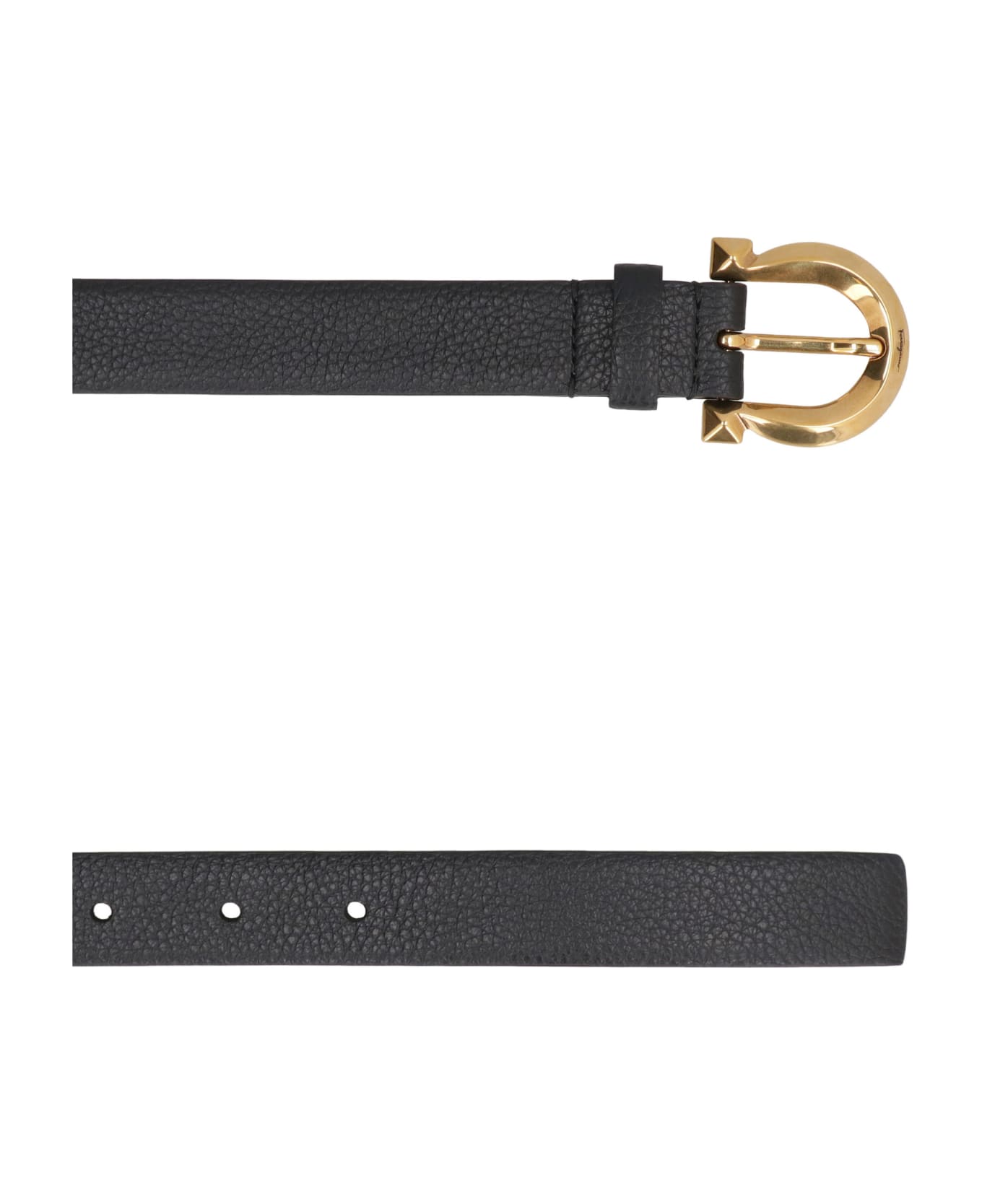 Ferragamo Grainy Leather Belt - black