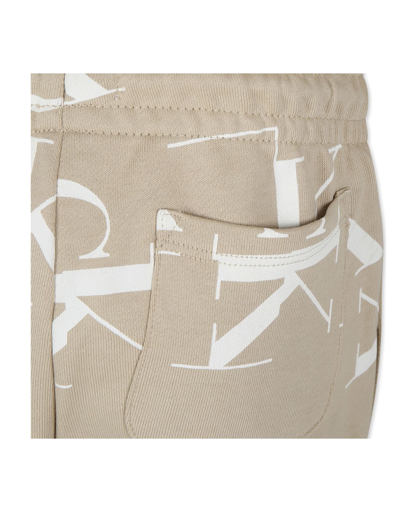 Calvin Klein Beige Trousers For Boy With Logo - Beige