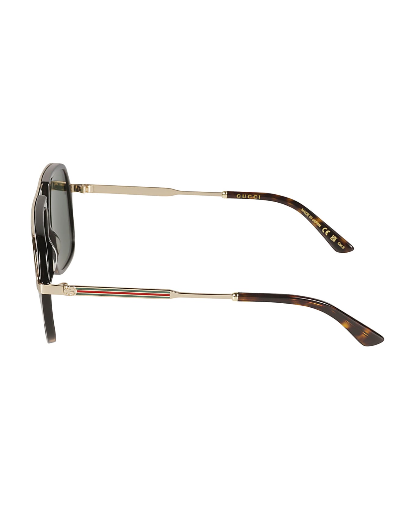 Gucci Eyewear Logo Aviator Sunglasses - Black/Gold