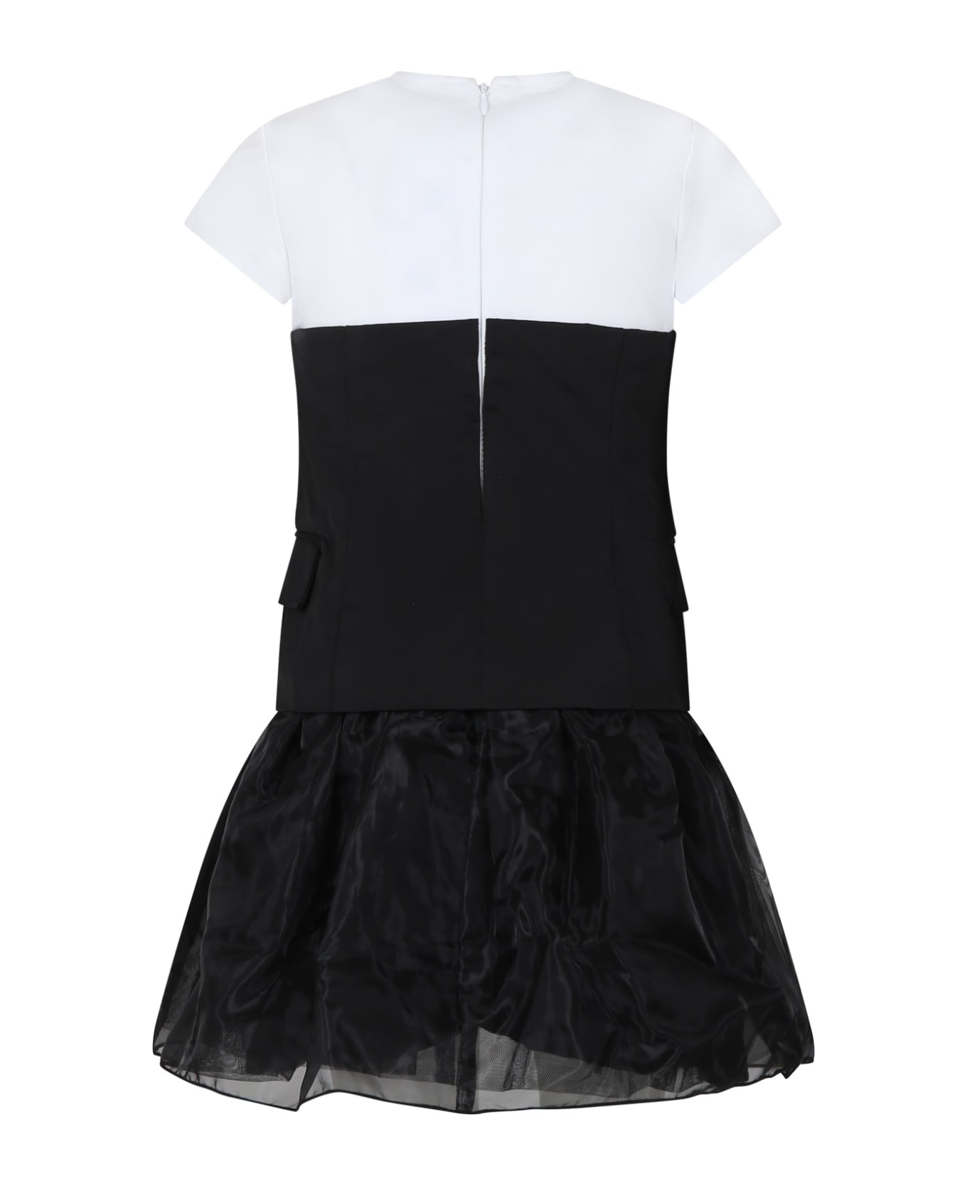 Karl Lagerfeld Kids Black Dress For Girl With Logo - Black ワンピース＆ドレス