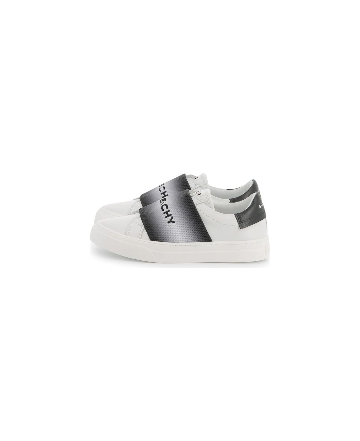 Givenchy Black And White Low Top Sneakers With Contrasting Band With Logo Lettering In Leather Boy - Black