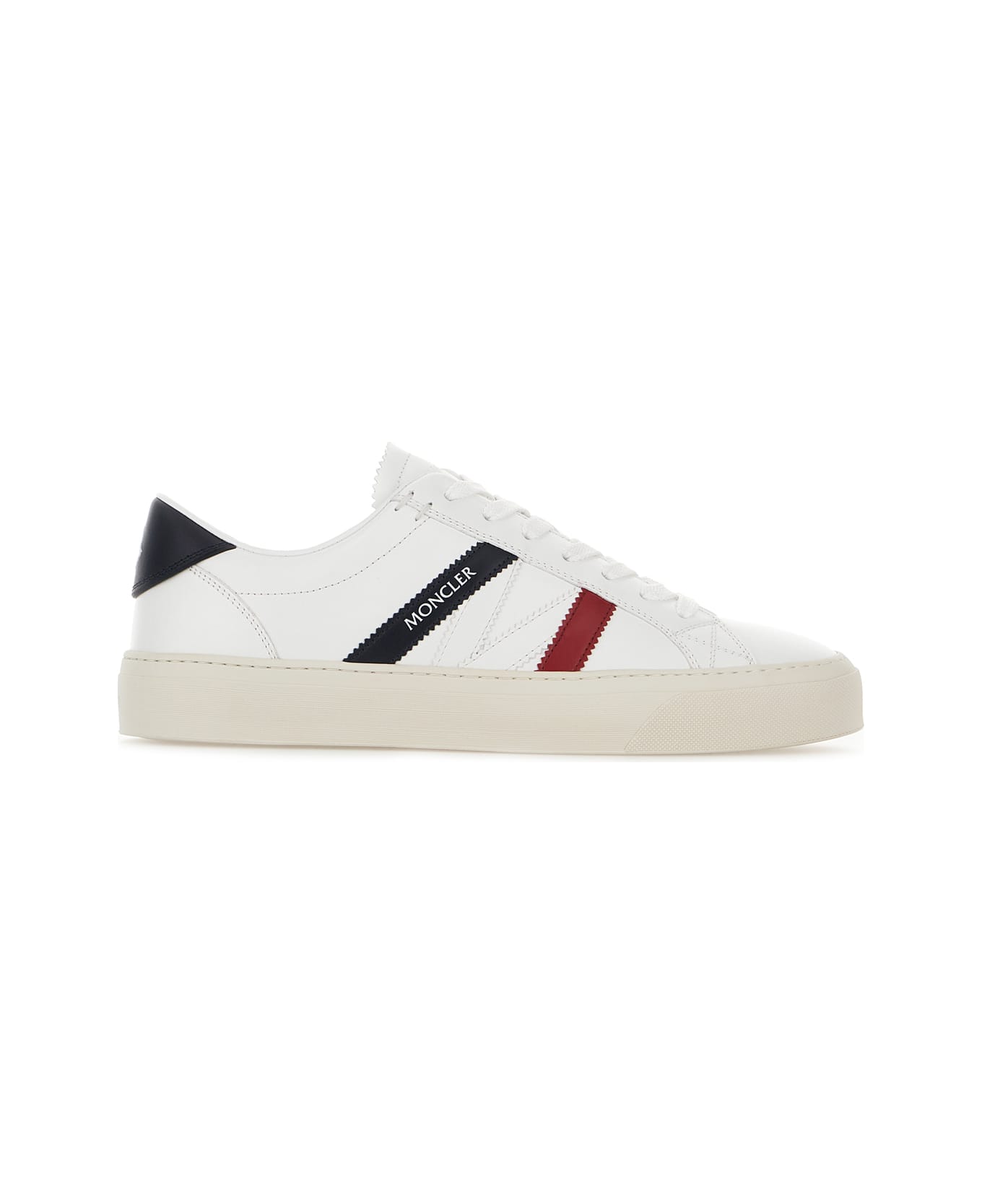 Moncler White Leather Monaco M Sneakers - WHITE