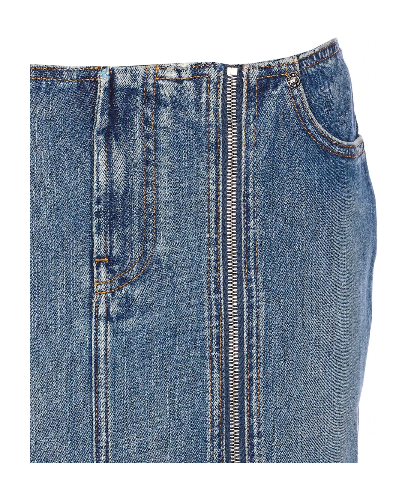 Jean Paul Gaultier Mini Denim Front Zipped Skirt - Blue