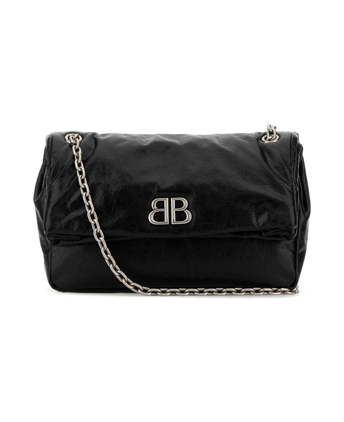 Balenciaga Black Leather Medium Monaco Shoulder Bag - Black