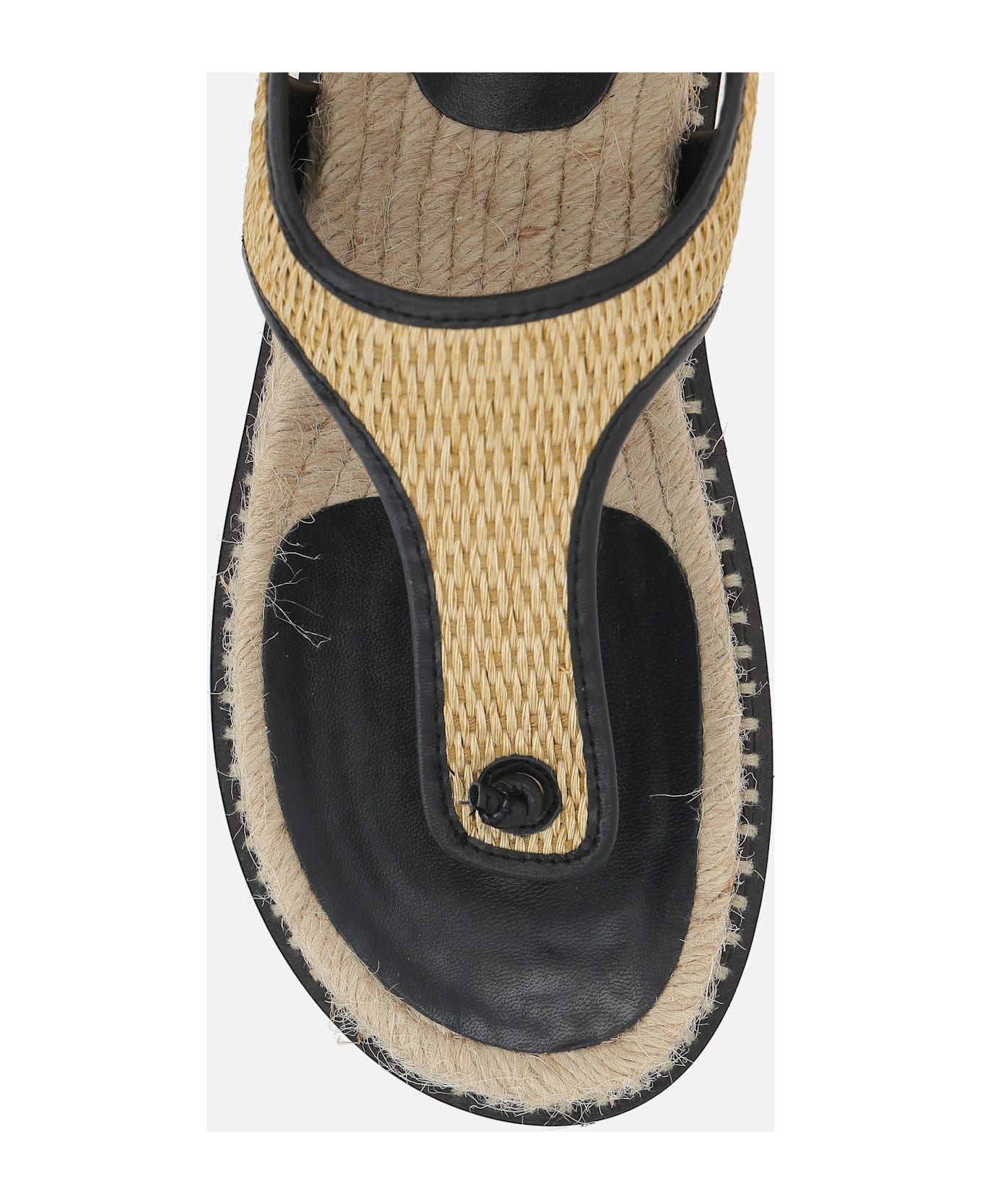 Castañer Tamesis/104 Thong Sandals In Raffia And Smooth Leather - NEUTRALS/BLACK