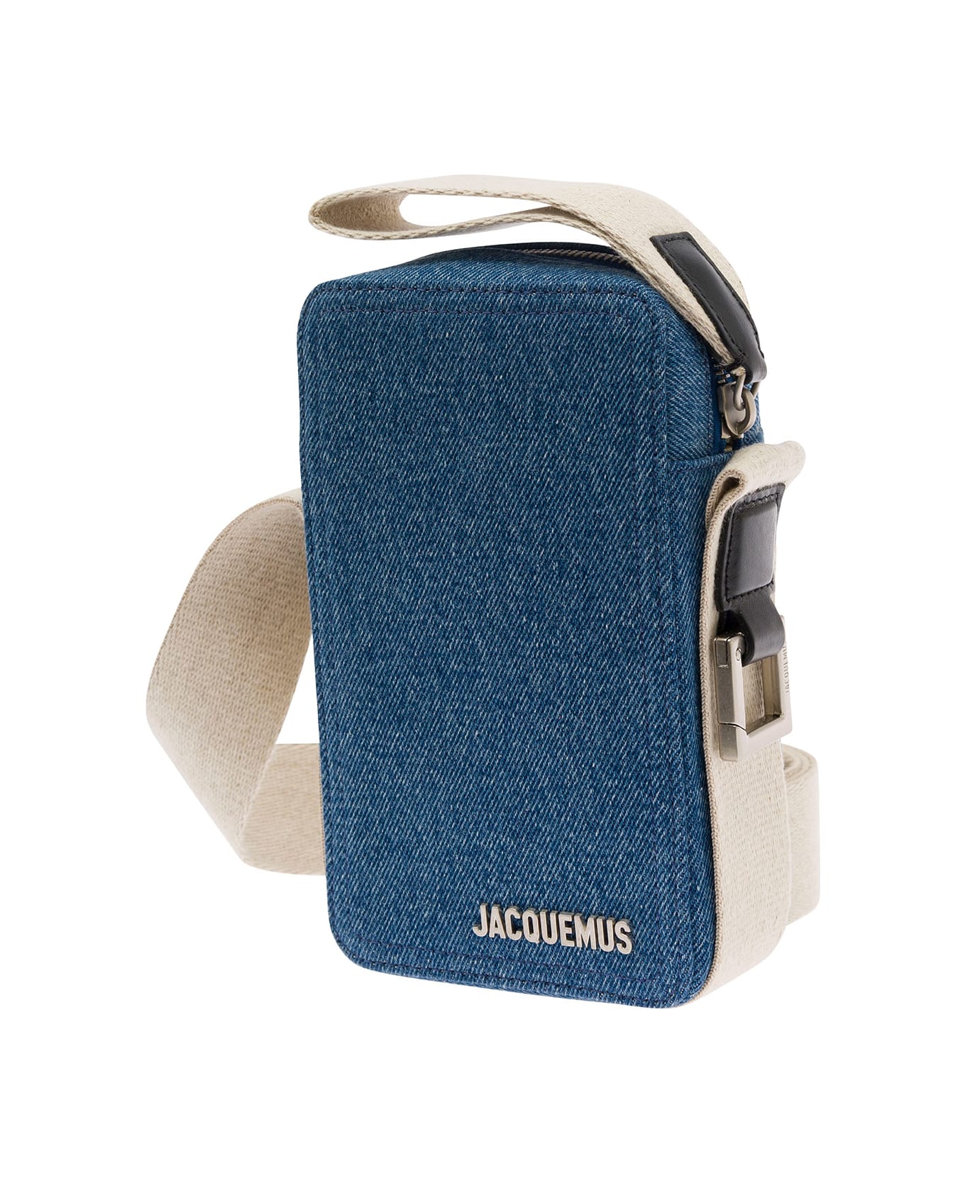 Jacquemus 'la Cuerda Vertical' Blue Shoulder Bag With Front Logo In Leather Man - Blu ショルダーバッグ