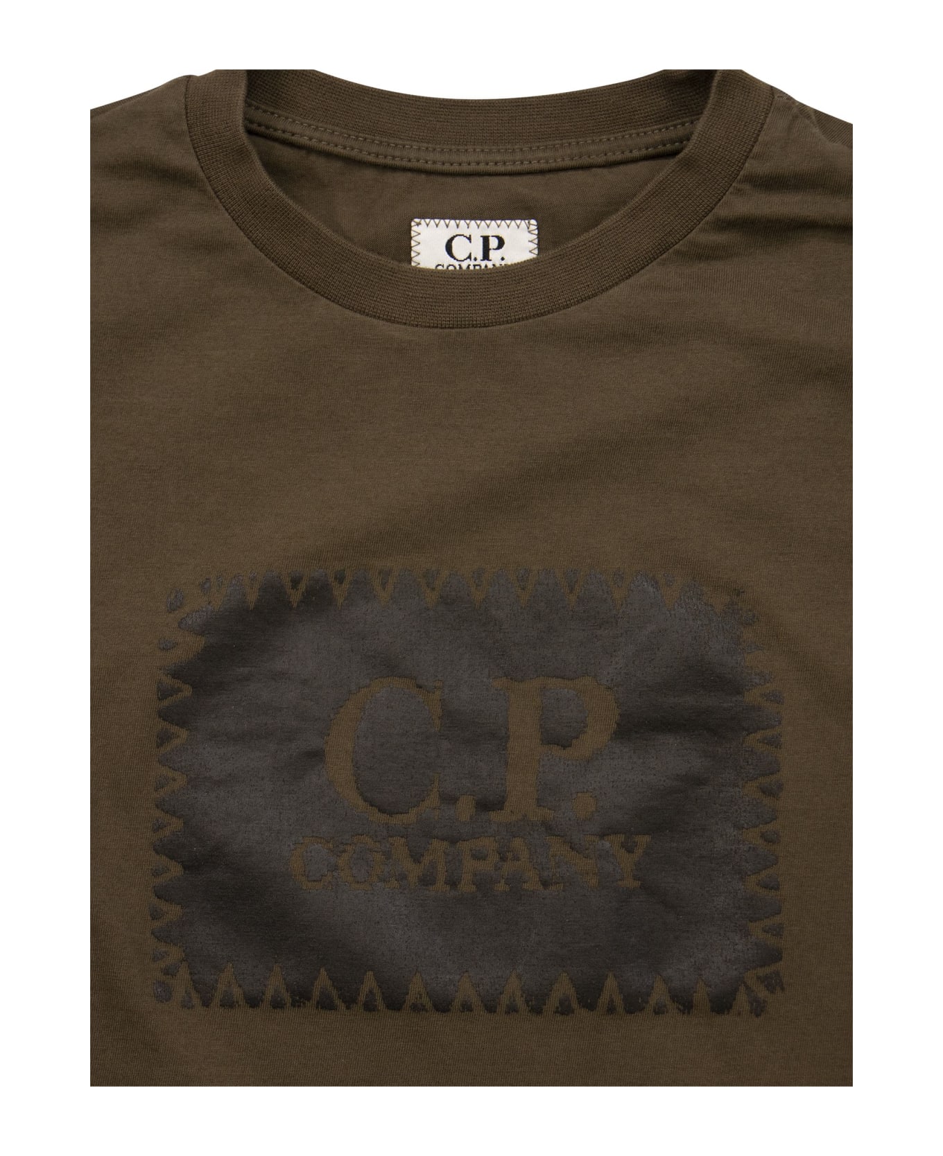 C.P. Company Logo Long Sleeved T-shirt - Forest Tシャツ＆ポロシャツ