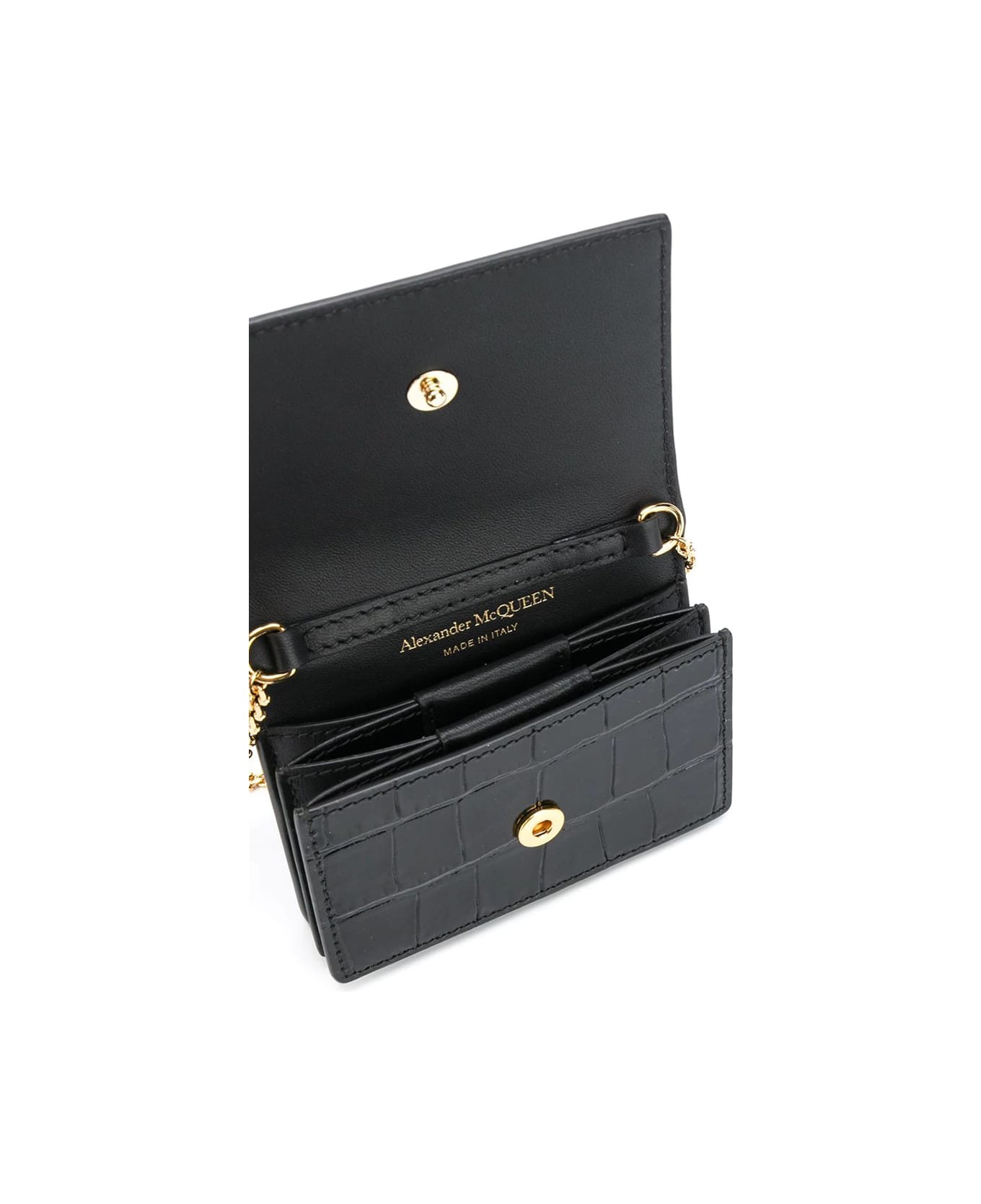 Alexander McQueen Card Holder On Chain - Black 財布