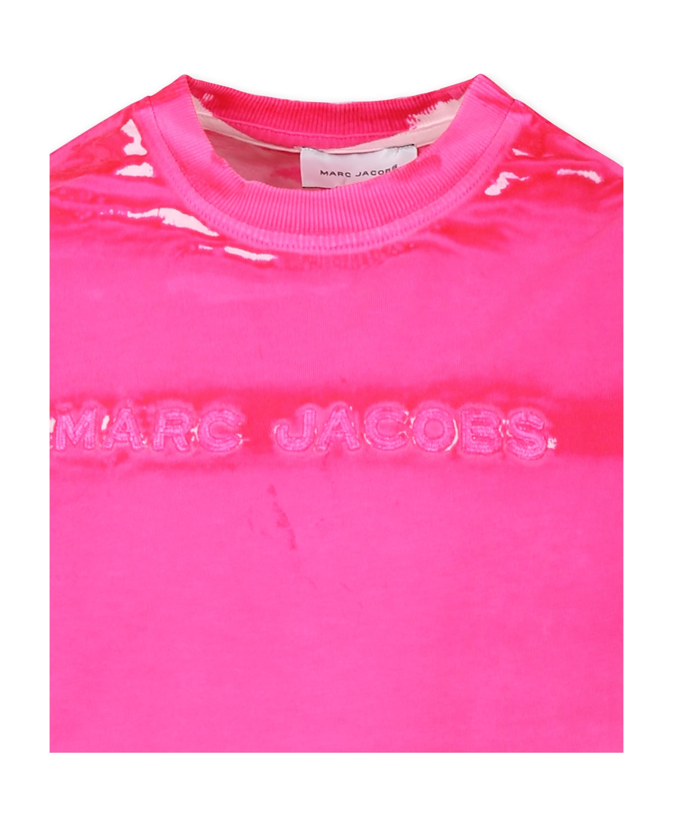 Little Marc Jacobs Fuchsia T-shirt For Girl With Logo - Fuchsia