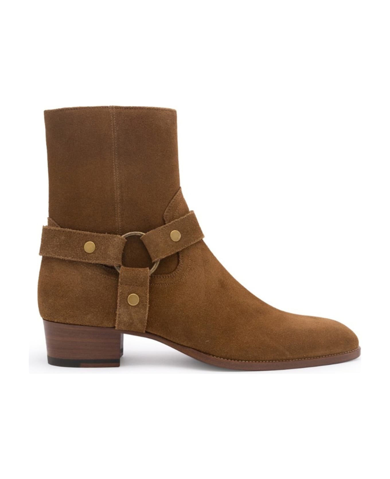 Saint Laurent Wyatt Harness Ankle Boots - Brown
