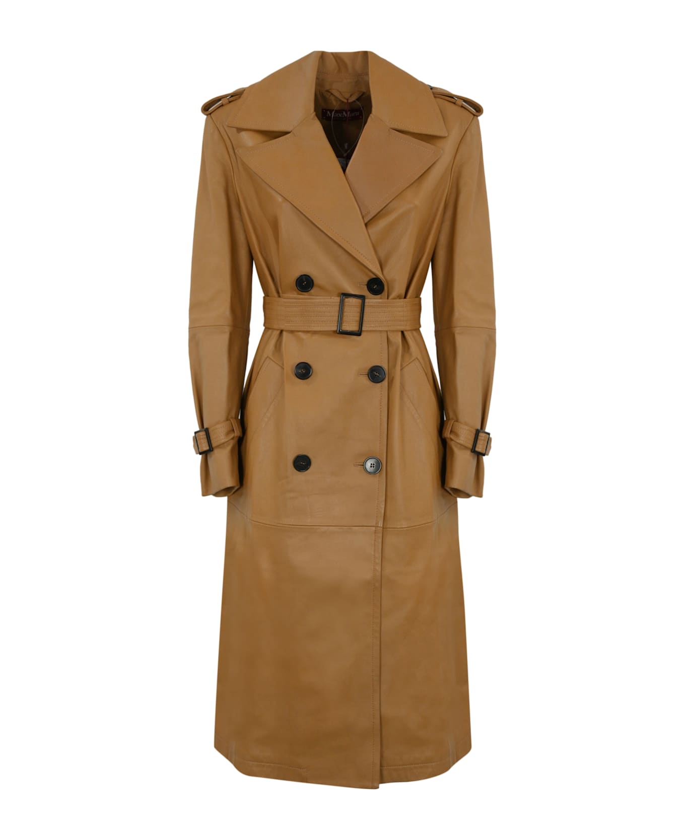 Max Mara Studio "mangiaro" Nappa Trench Coat - Caramello