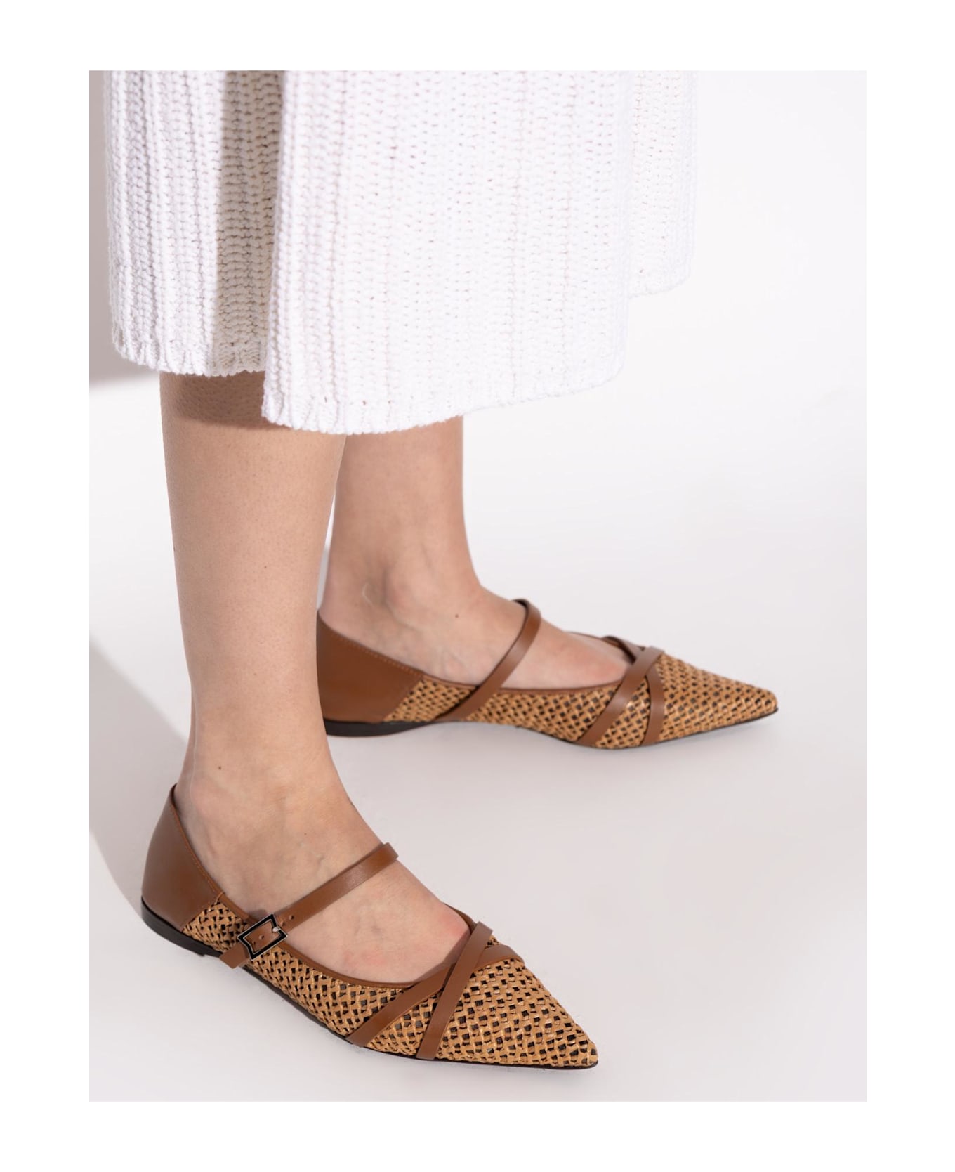 Max Mara Woven Ballet Flats Wovenflat - Marrone