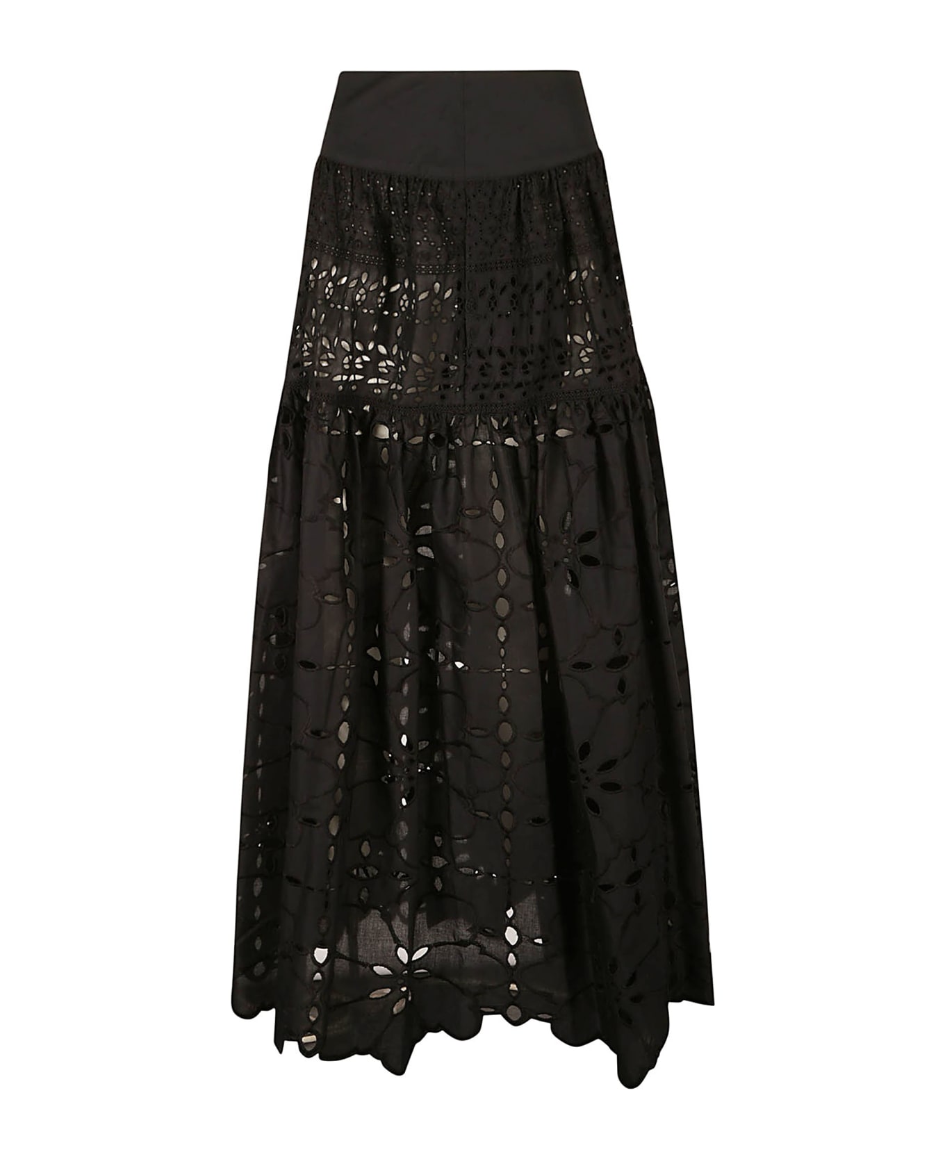 Ermanno Scervino High-waist Floral Perforated Skirt - Black