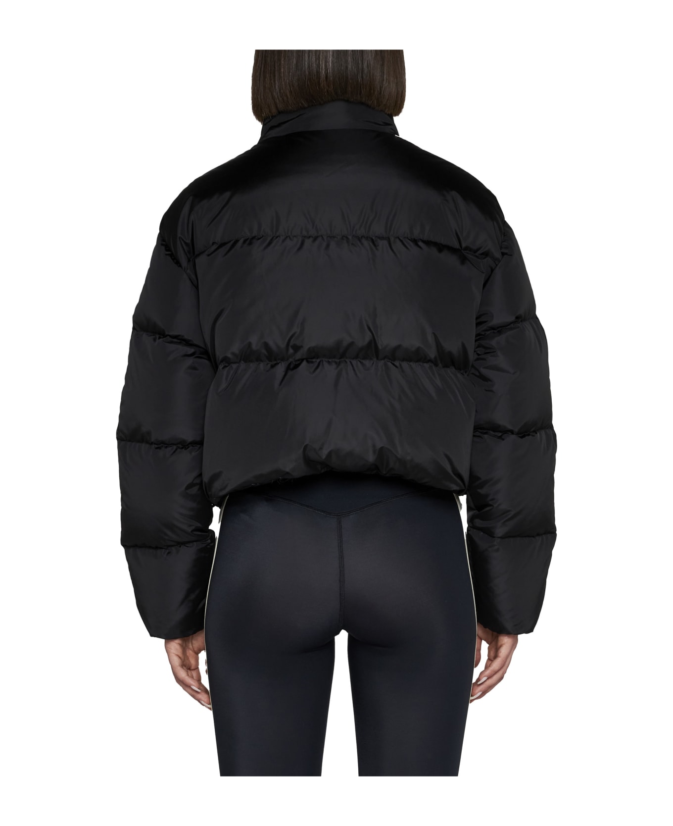 Palm Angels Cropped Down Jacket - Black Whit