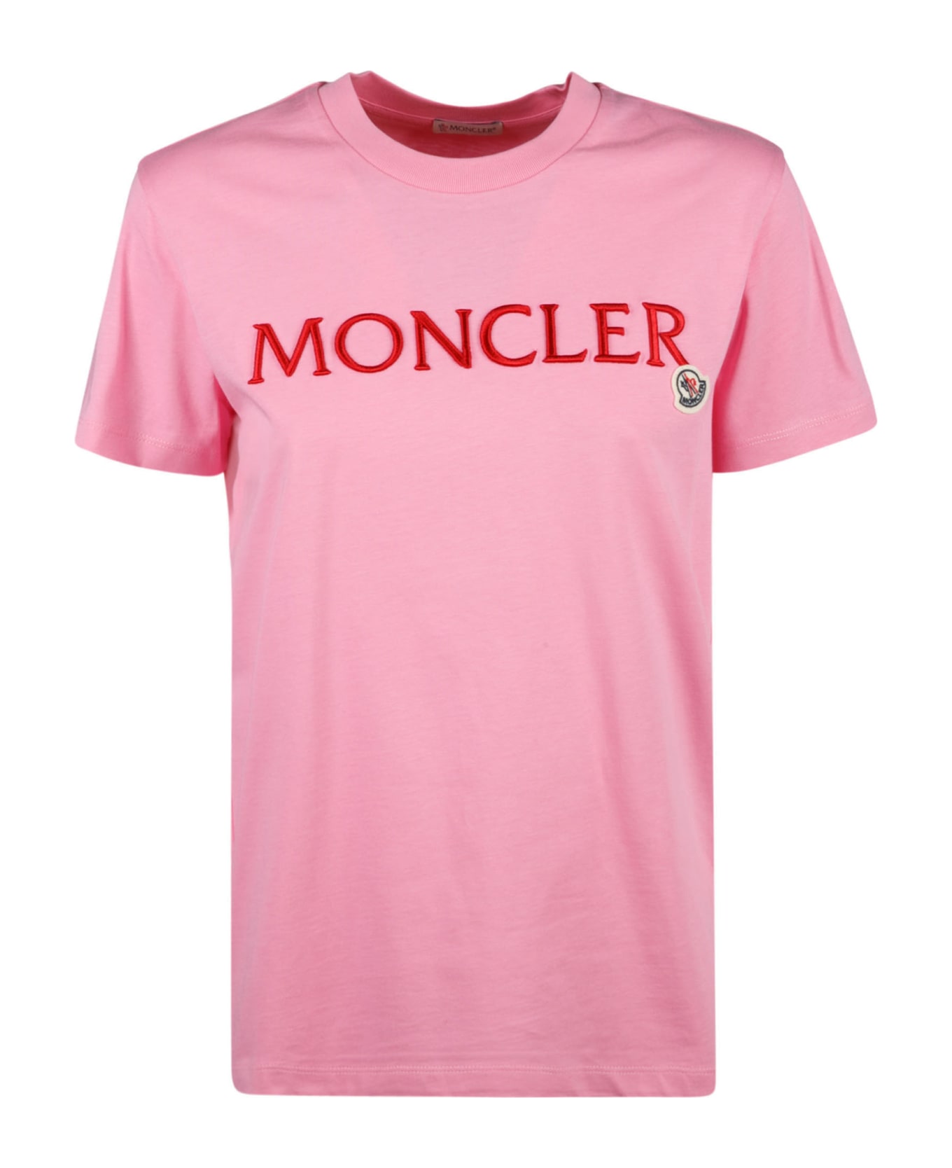 Moncler Logo Patched Regular T-shirt - Pink