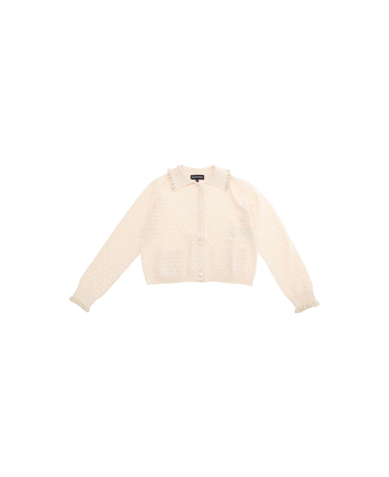 Emporio Armani Beige Sweatshirt With Spread Collar In Cotton Girl - Beige