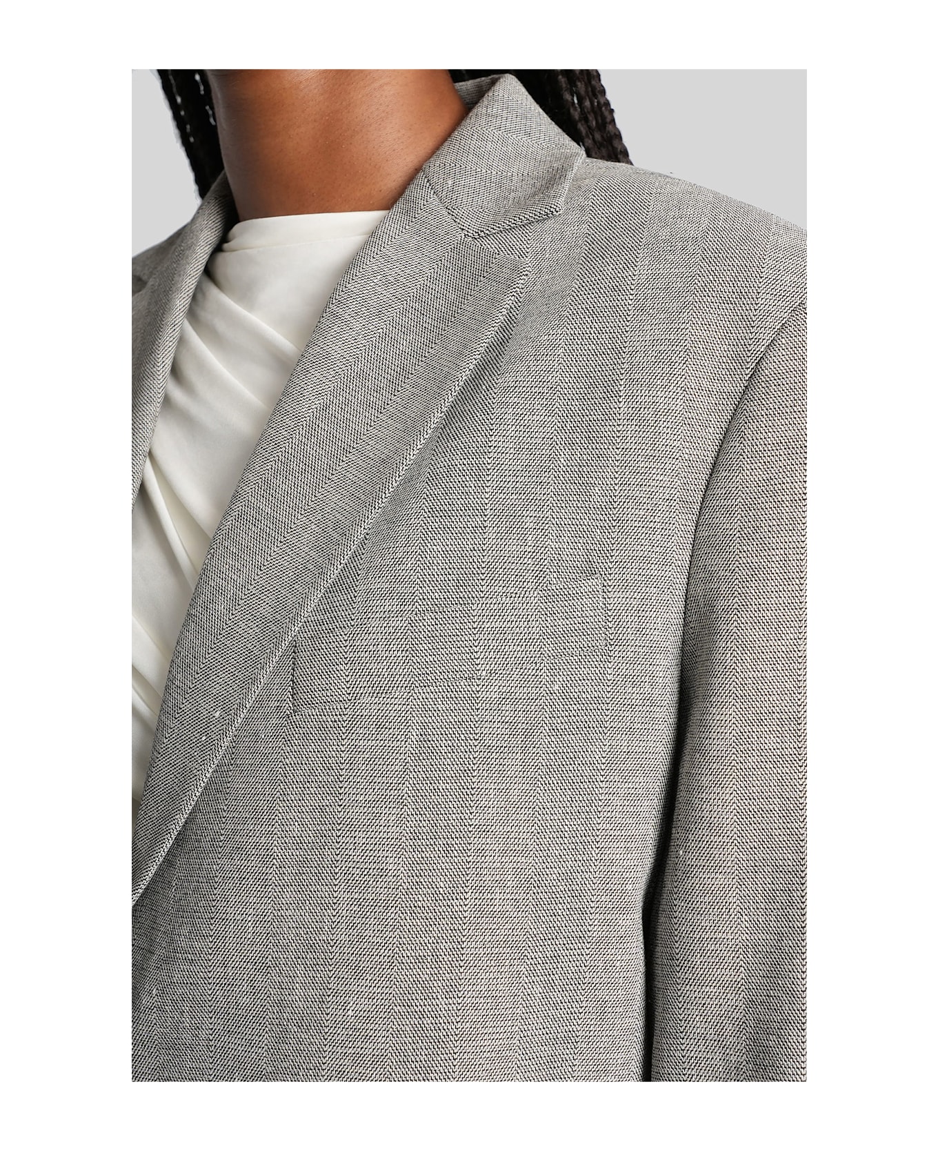 Anine Bing Quinn Blazer In Grey Polyester - grey