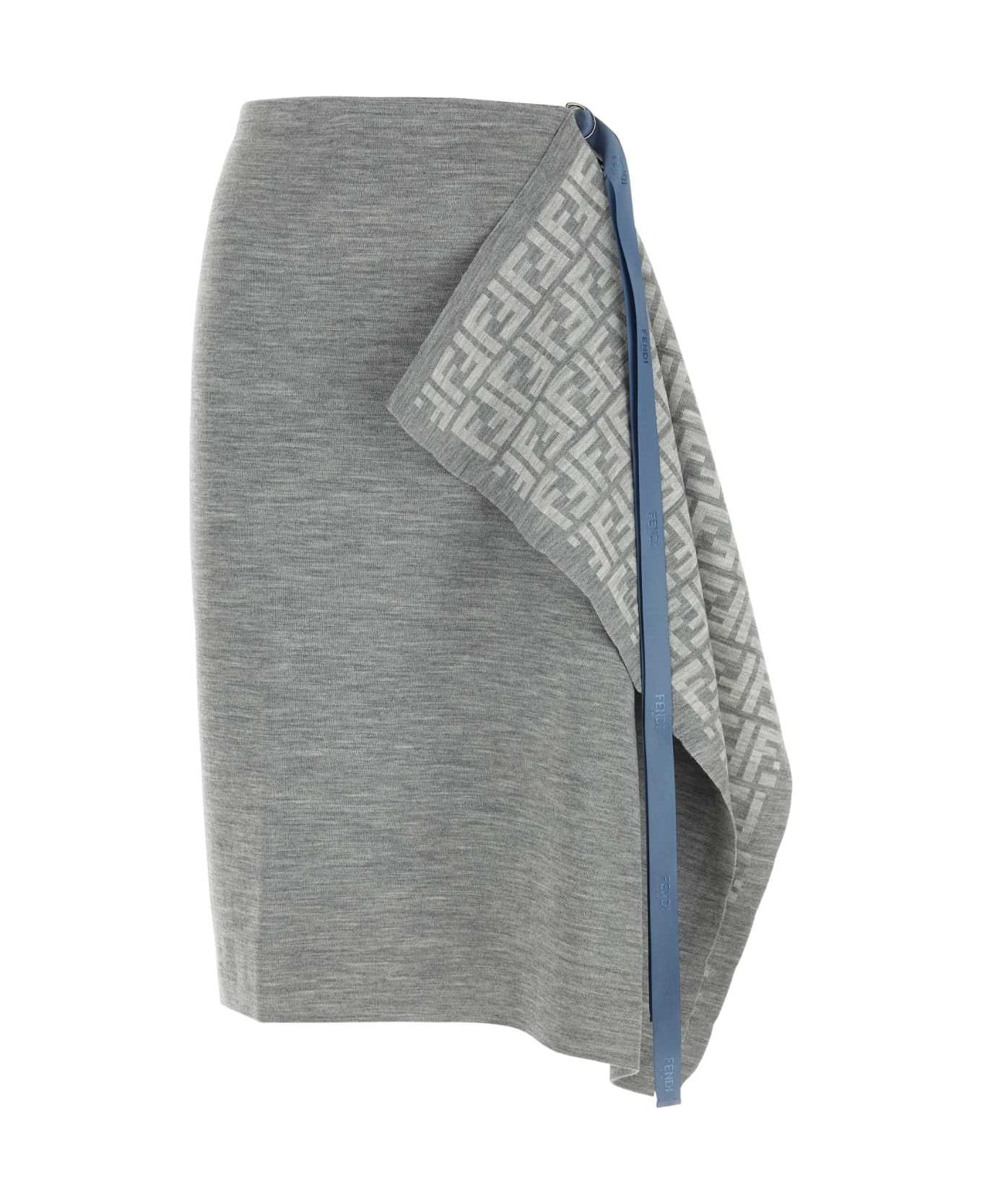 Fendi Melange Grey Wool Blend Skirt - ALMGREMEL