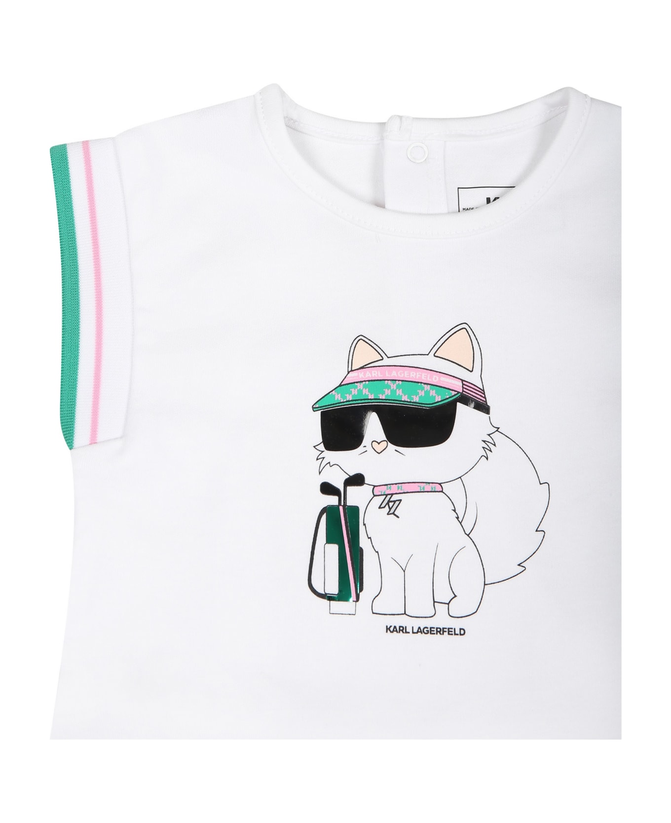 Karl Lagerfeld Kids Pink Suit For Baby Girl With Choupette And Logo - Pink ボトムス