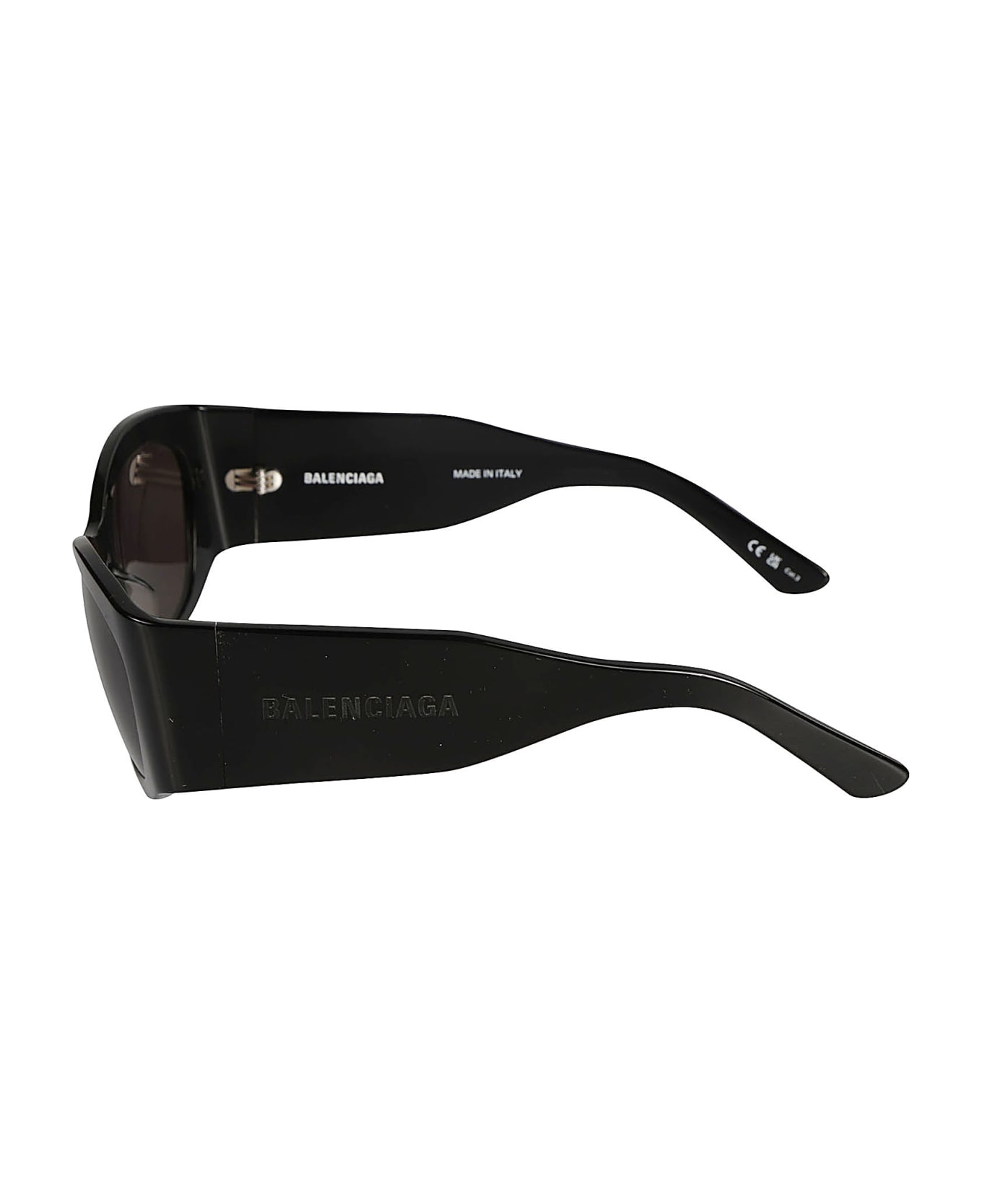 Balenciaga Eyewear Flat Temple Logo Sided Sunglasses - Nero/Grigio サングラス