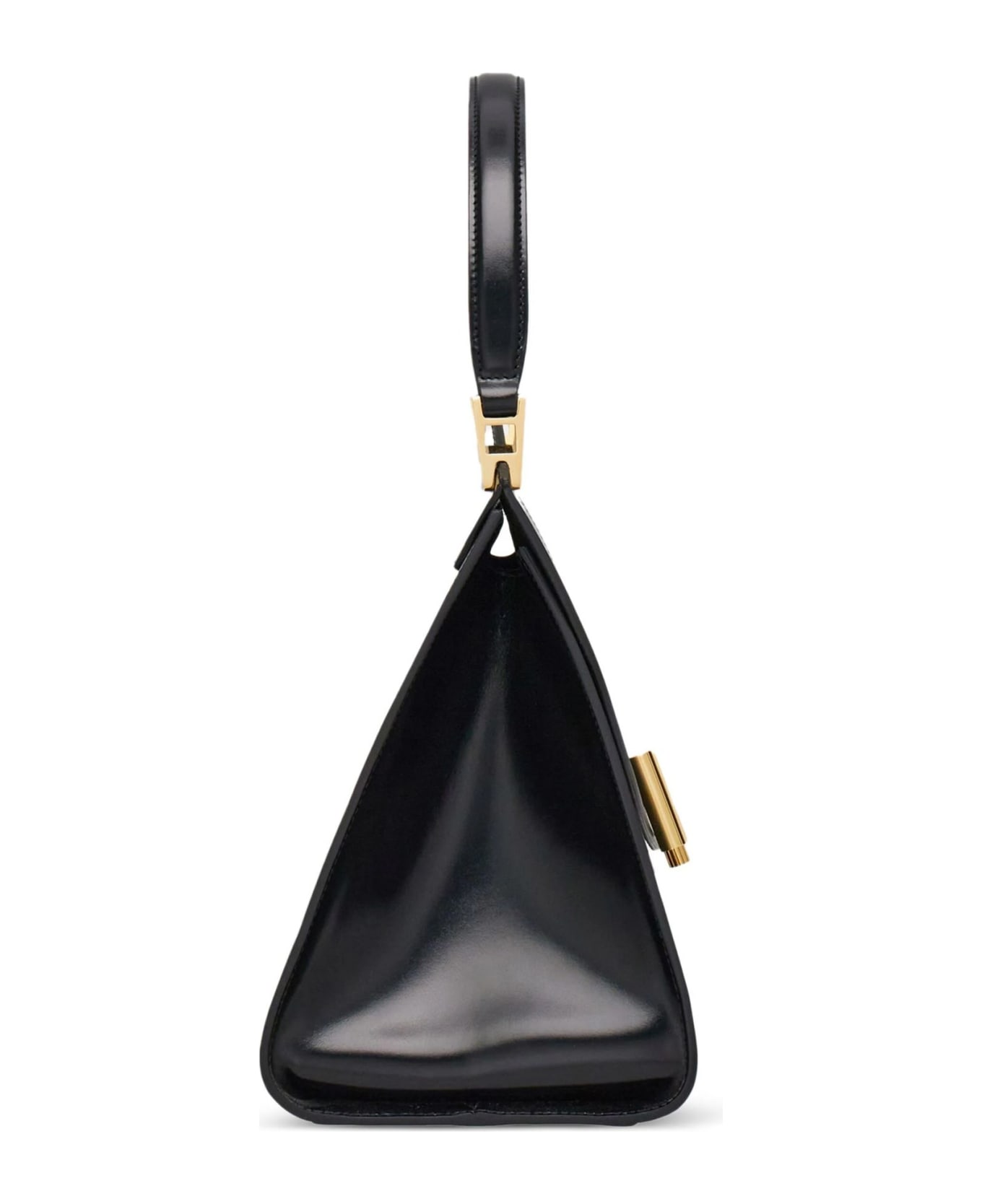 Ferragamo Black Calfskin Geometric Handbag (m) - Black