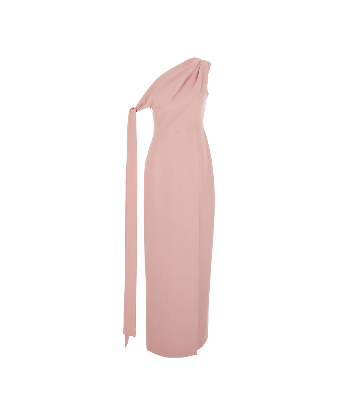 Solace London 
irina
 Pink One-shoulder Long Dress With Draped Neckline In Fabric Woman - Pink