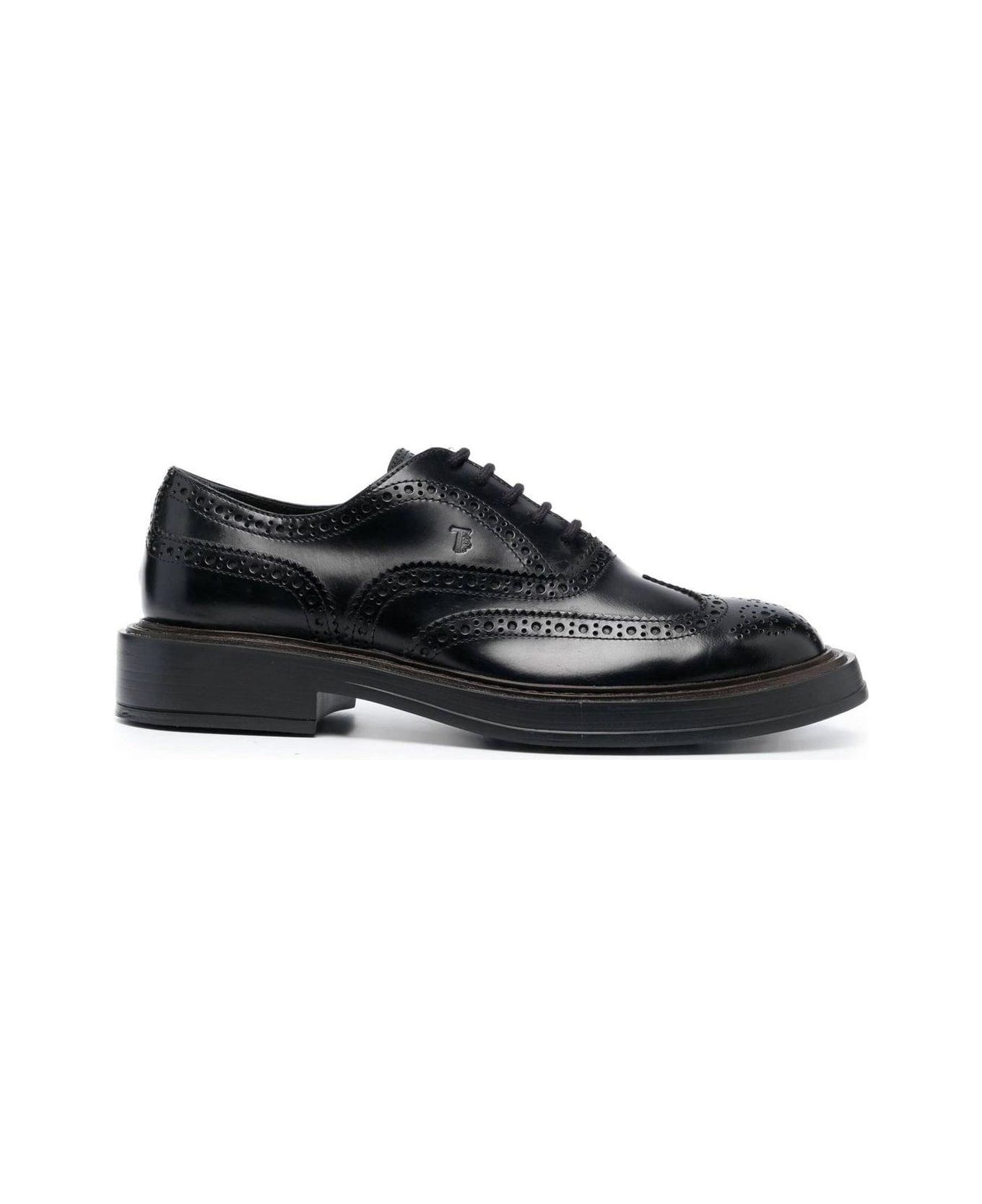 Tod
s Round Toe Lace-up Oxford Shoes - Black