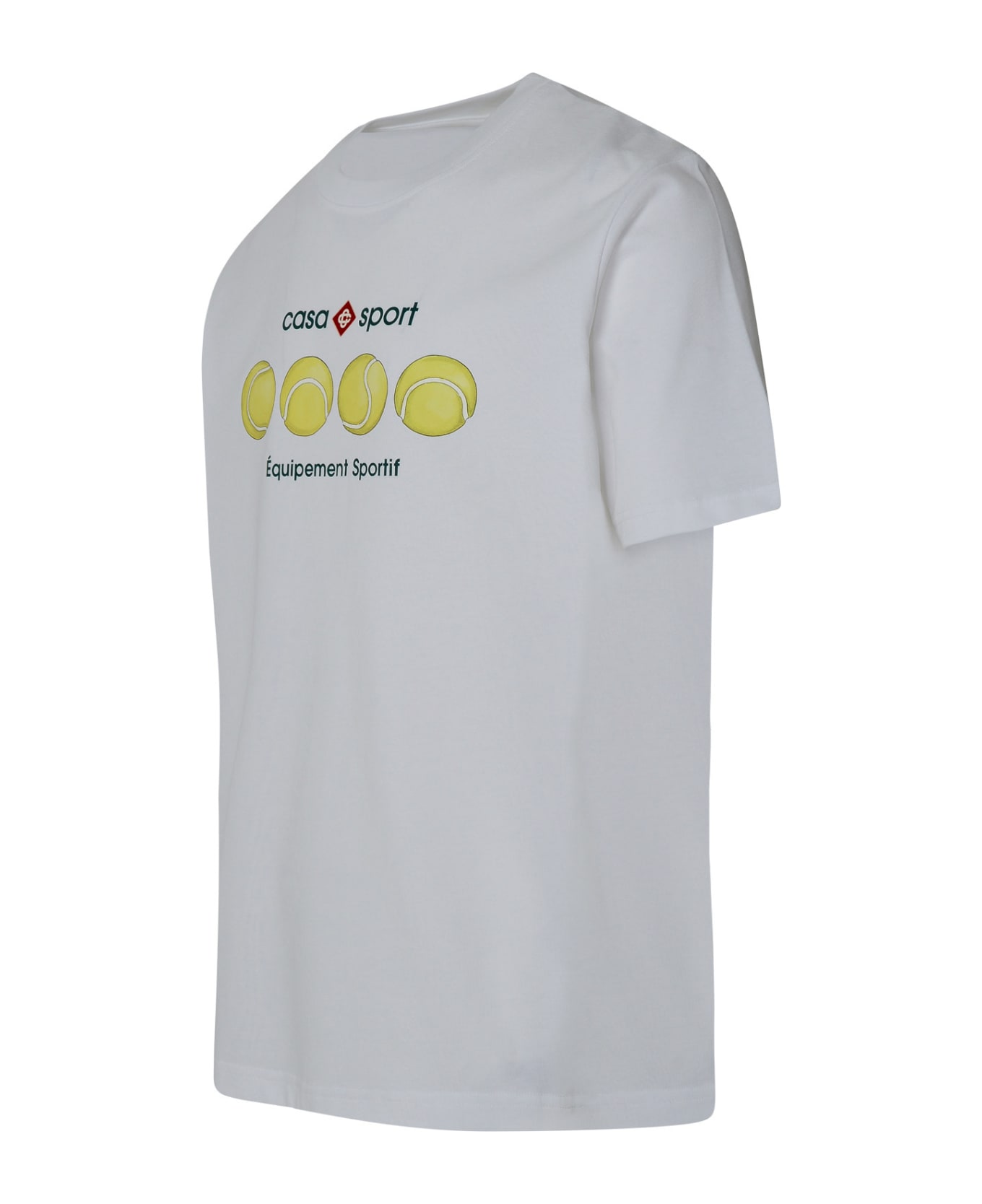 Casablanca 'casa Sport' White Organic Cotton T-shirt - Casa Sport Tennis Balls シャツ