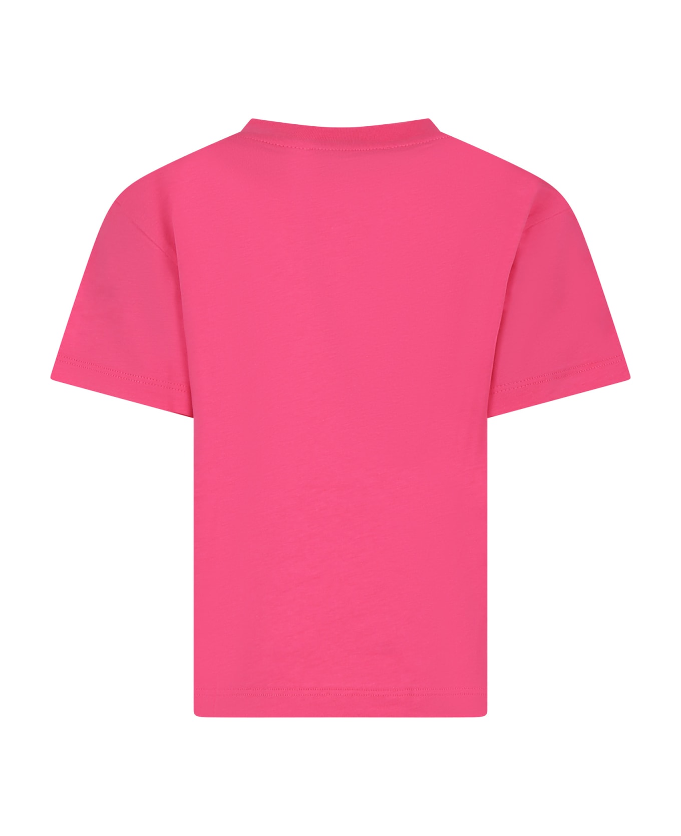 MSGM Fuchsia T-shirt For Kids With Logo - Rosa Fluo