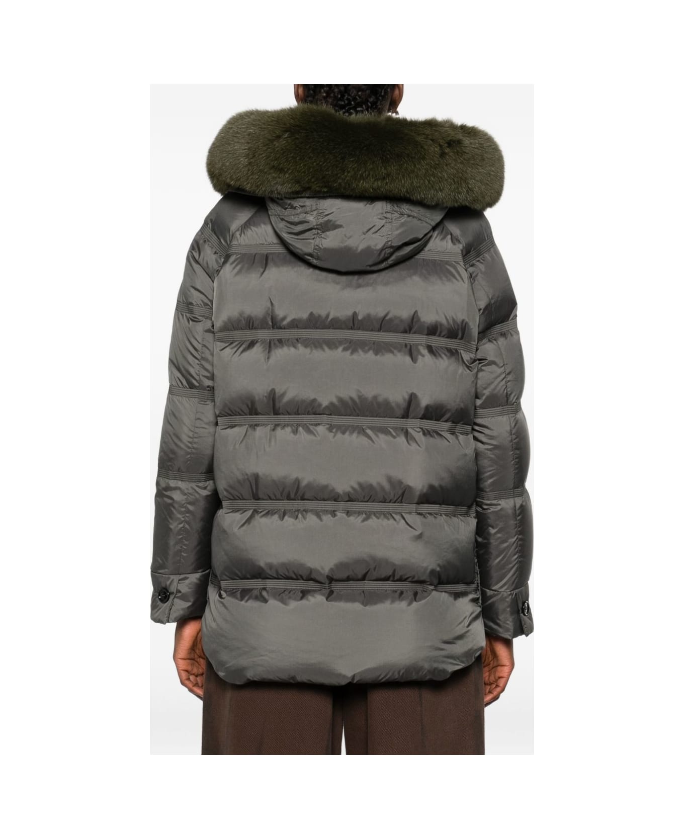 Peuterey Hooded Midi Down Jacket - Green