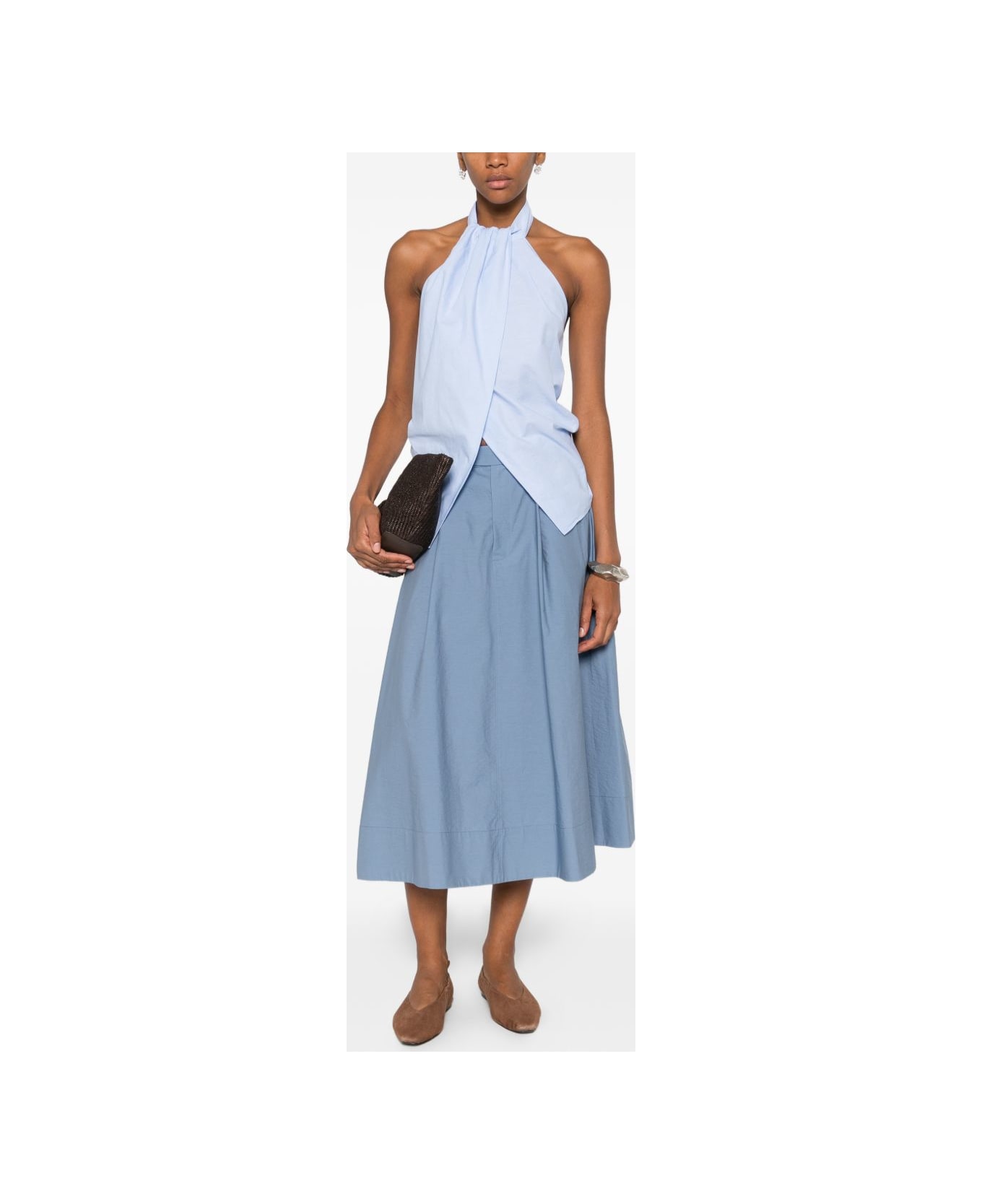 Brunello Cucinelli Cotton Long Skirt - Blue