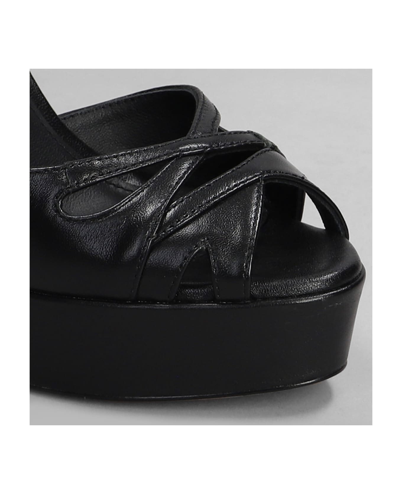 Lola Cruz Beatrice 120 Sandals In Black Leather - black サンダル