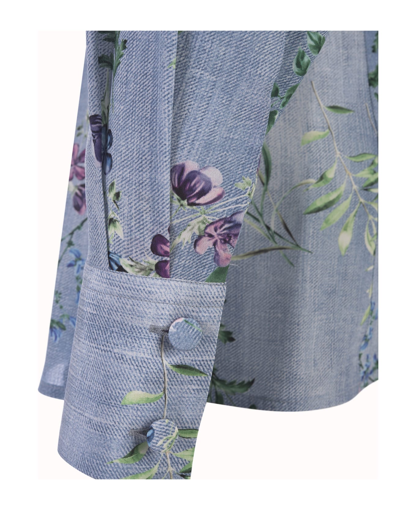 Ermanno Scervino Silk Shirt With Floral Print - Blue シャツ