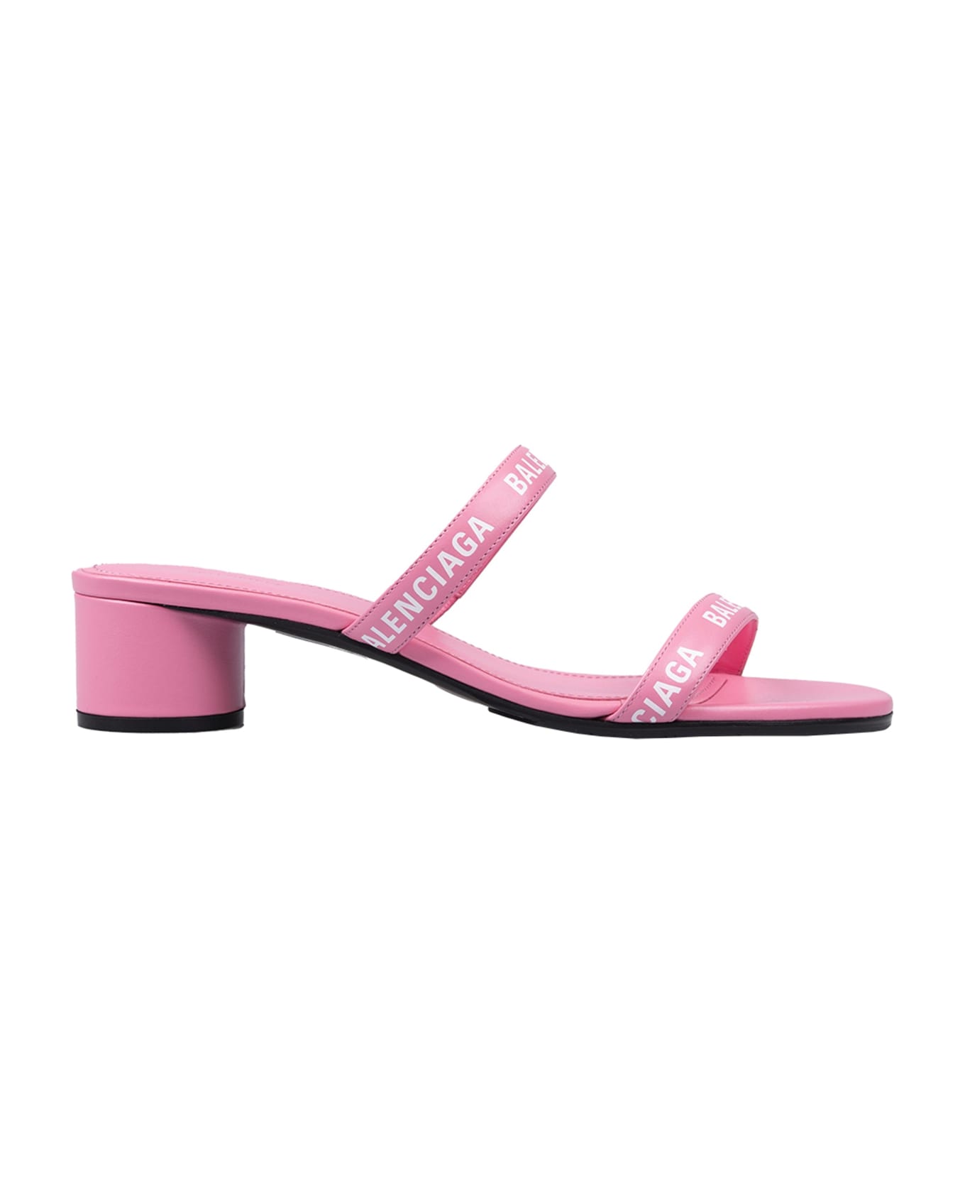 Balenciaga Logo Leather Sandals - Pink