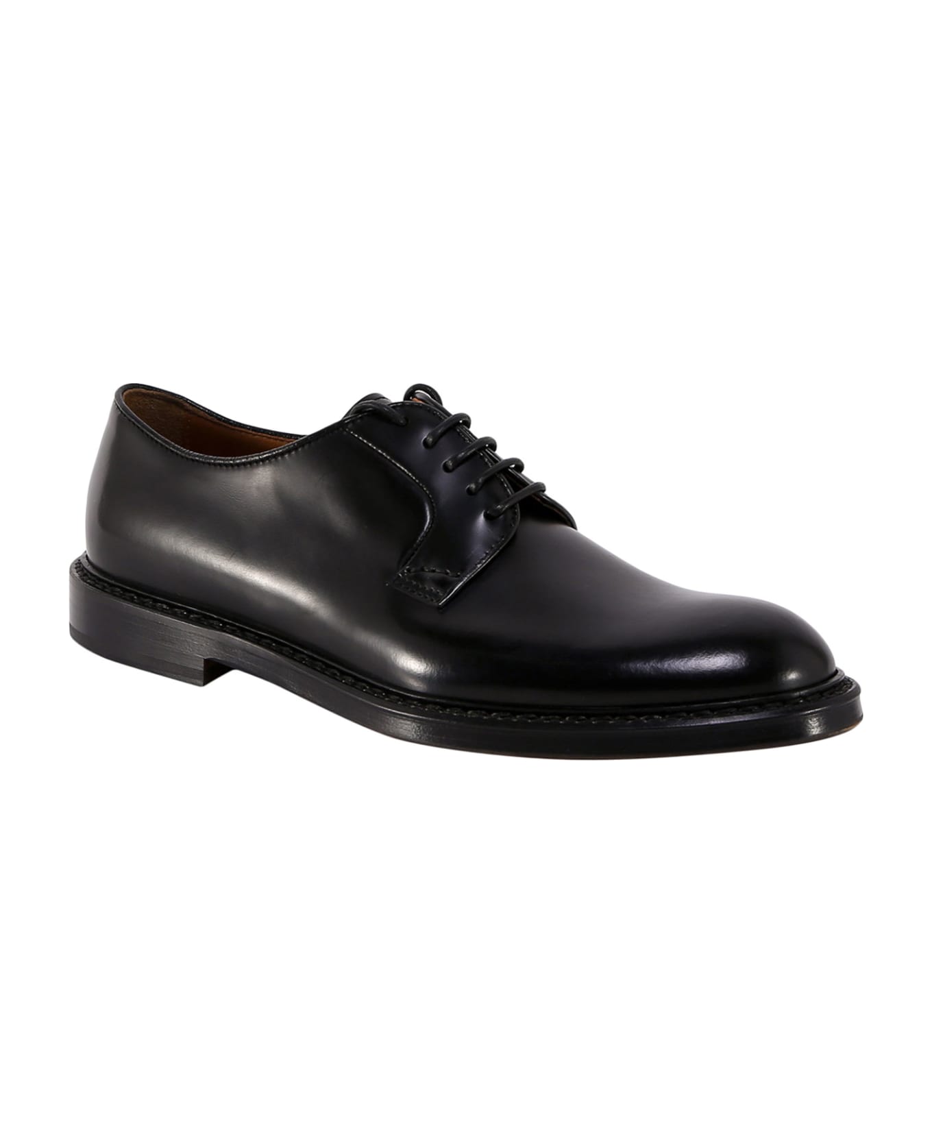 Doucal's Horse Lace Up Shoe - Black ローファー＆デッキシューズ