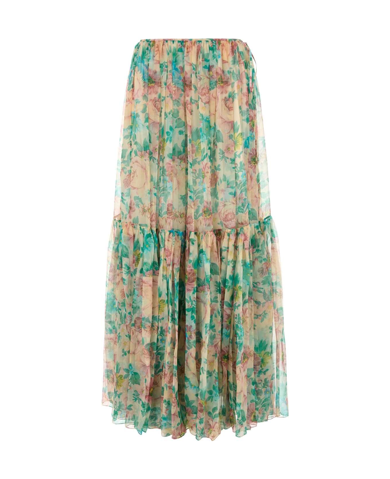 Chloé Printed Silk Skirt - SEEDPEARLBEIGE