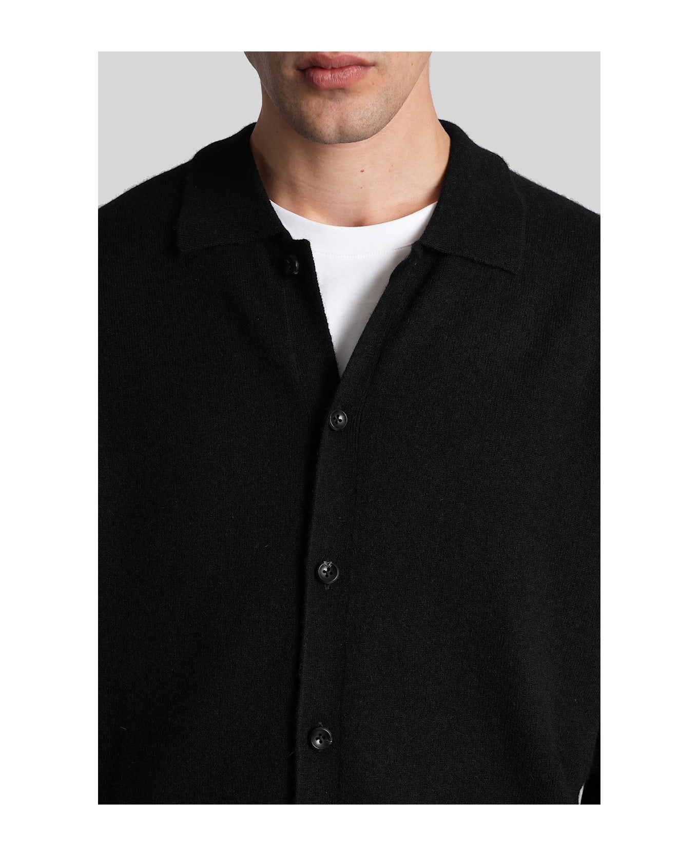 Attachment Cardigan In Black Cashmere - black