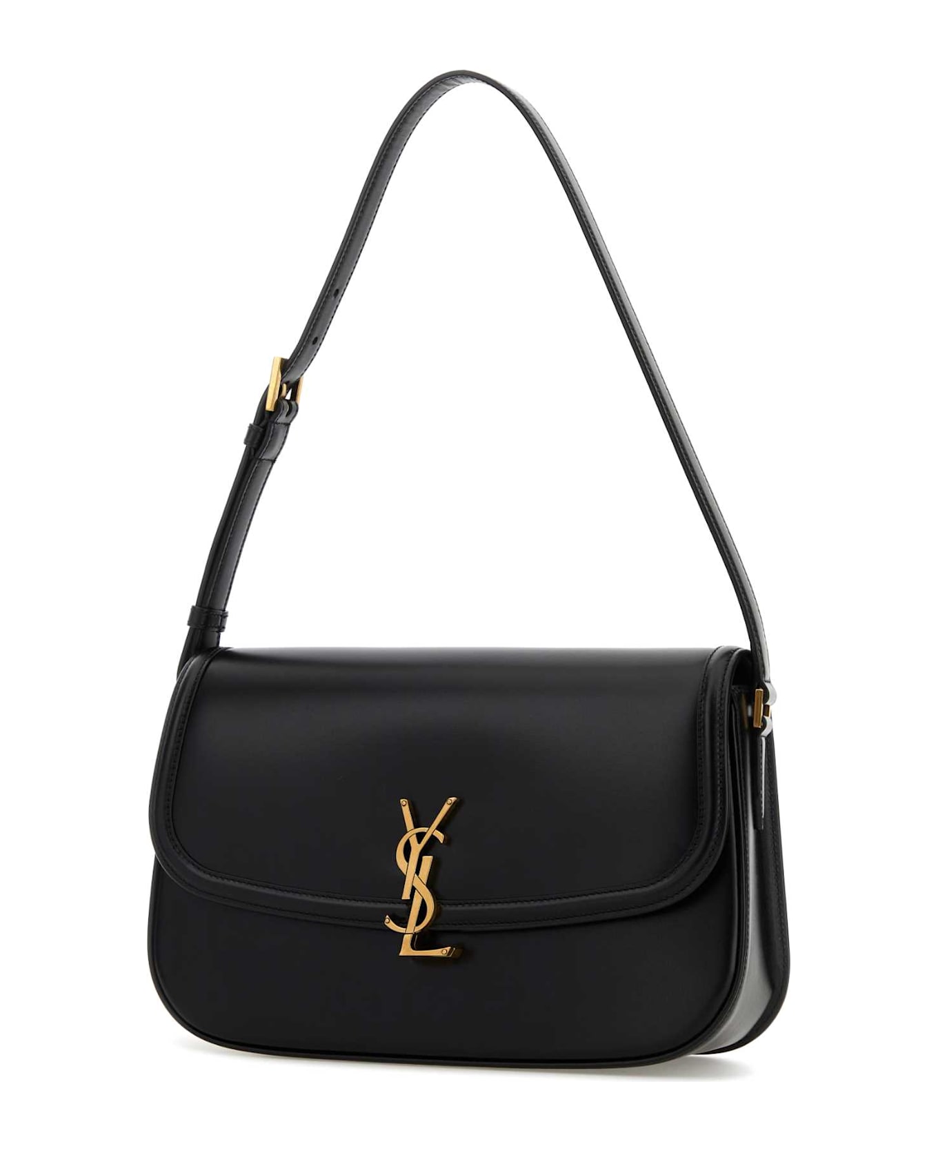 Saint Laurent Black Leather Medium Solferino Shoulder Bag - NERO