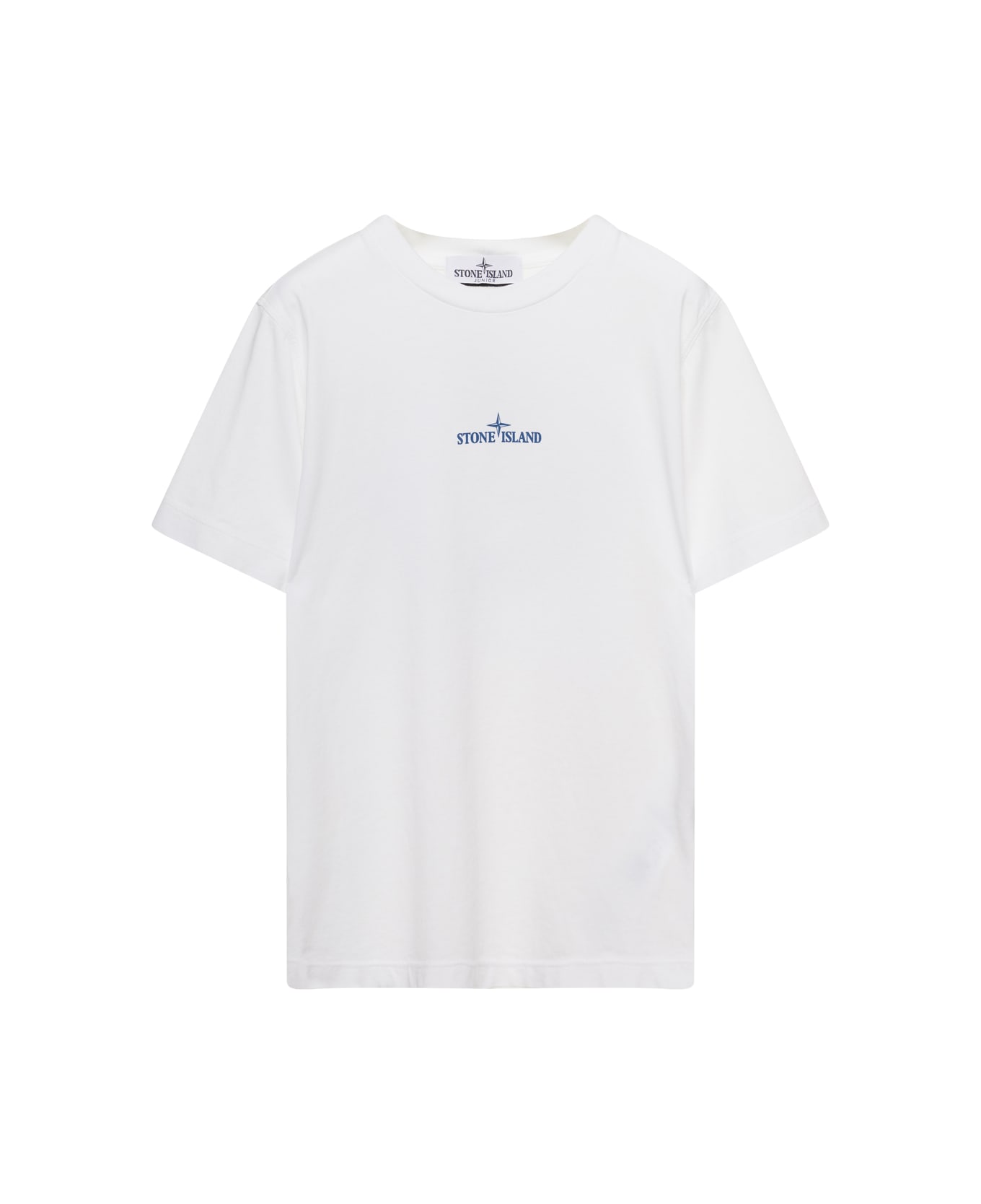 Stone Island Junior White T-shirt With Printed Logo In White Cotton Boy - White