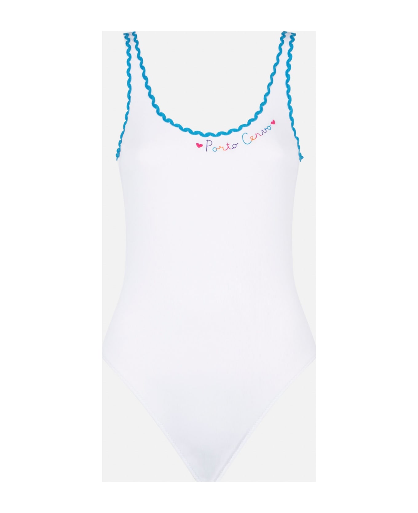 MC2 Saint Barth One Piece Swimsuit With Porto Cervo Embroidery - WHITE