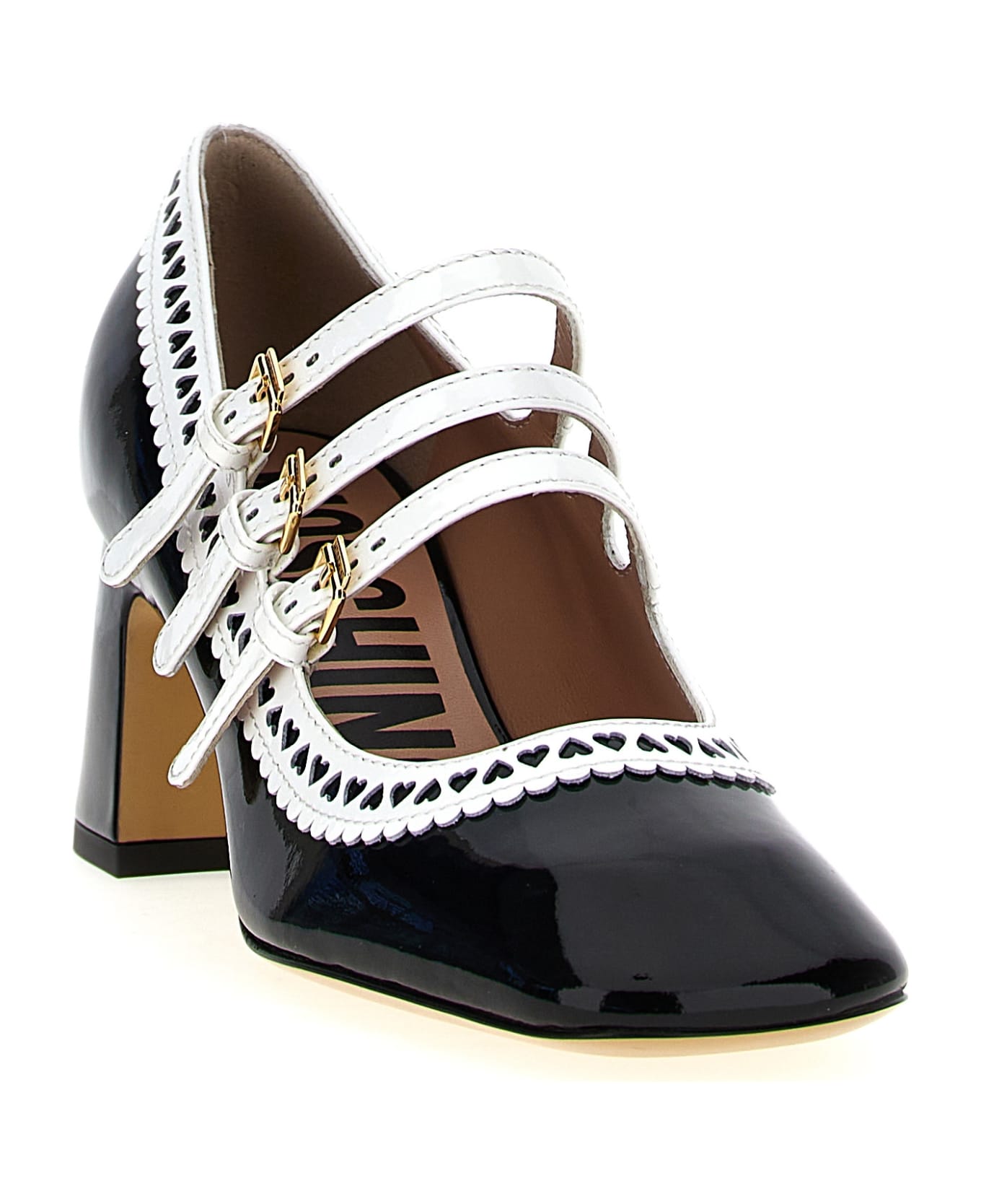 Moschino Patent Leather Pumps - White/Black