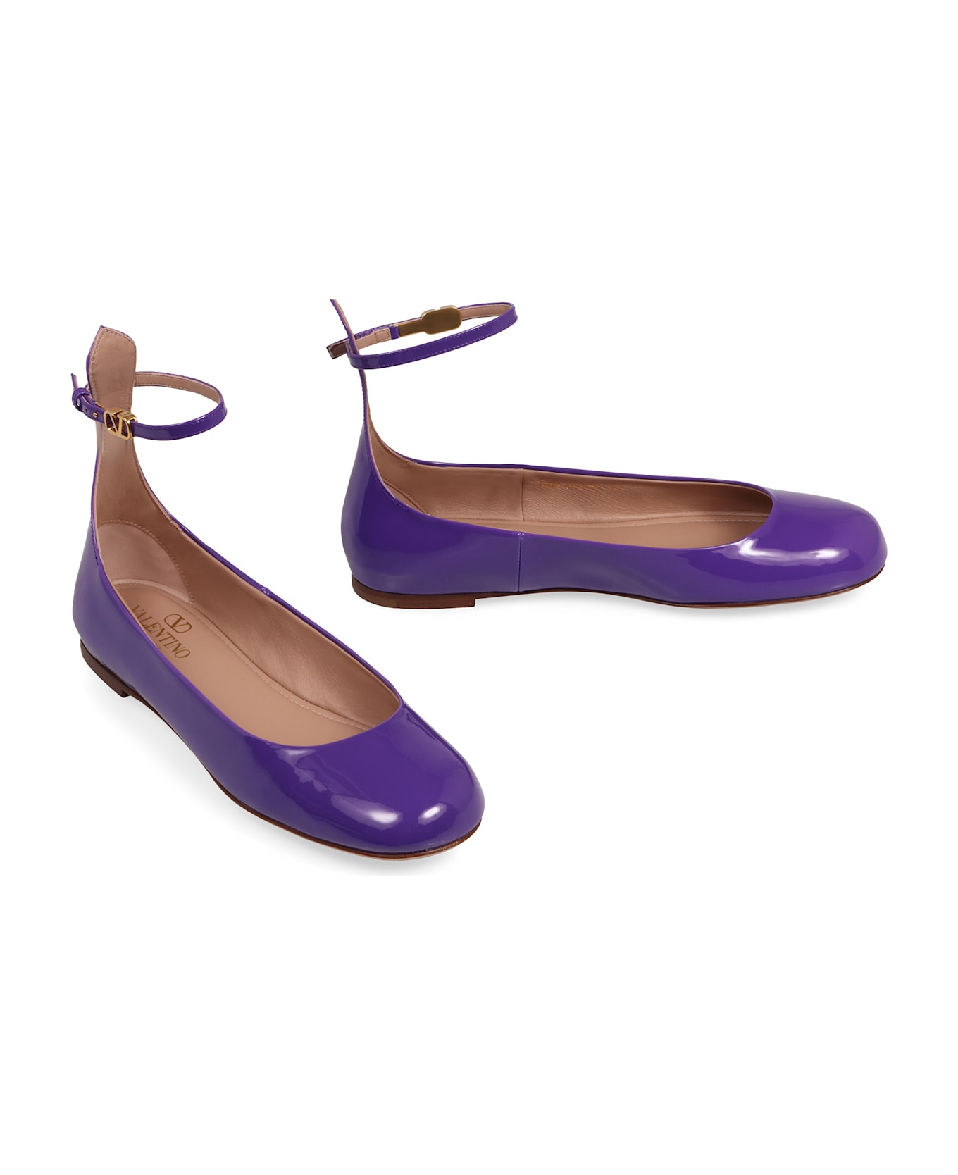 Valentino Garavani Tan-go Leather Ballet Flats - purple