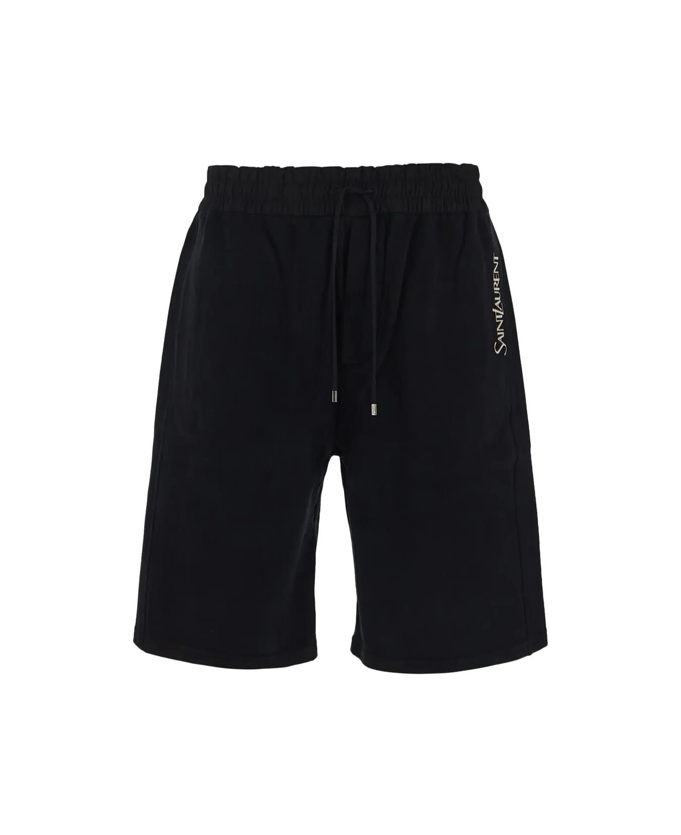 Saint Laurent Fleece Bermuda Shorts - BLACK